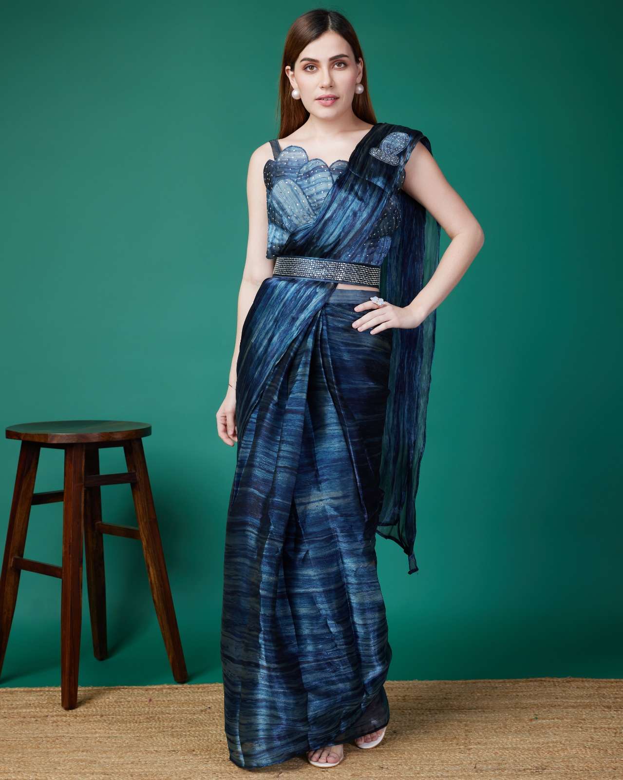 Trendy 1-Minute Ready To Wear Sea Green Soft Silk Saree – LajreeDesigner