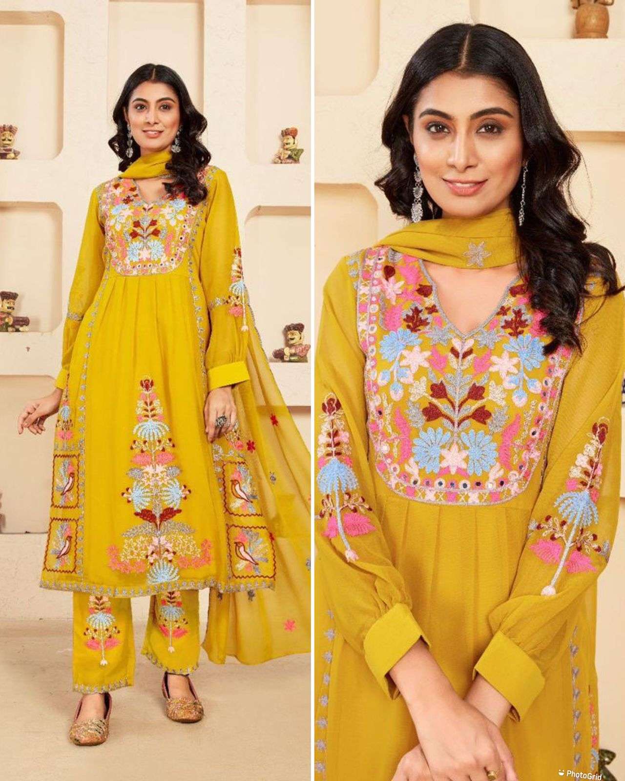 ayesha fabric top fabric heavy faux georgette with heavy embroidery work with real mirror hand work stylish pakistani readymade suit collection  