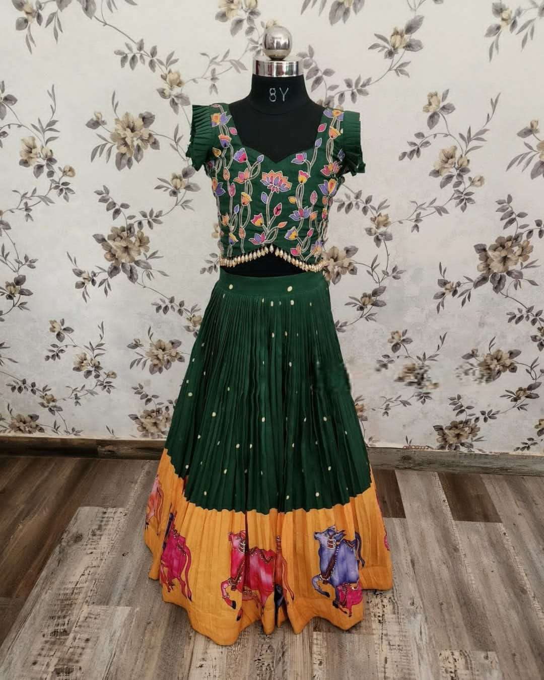 kids girls kids wear lehenga collection top selling kalamkari printed with hand work stitched lahenga choli n for marriage pongal festive kids wear 2 to 16 years girls lehenga 