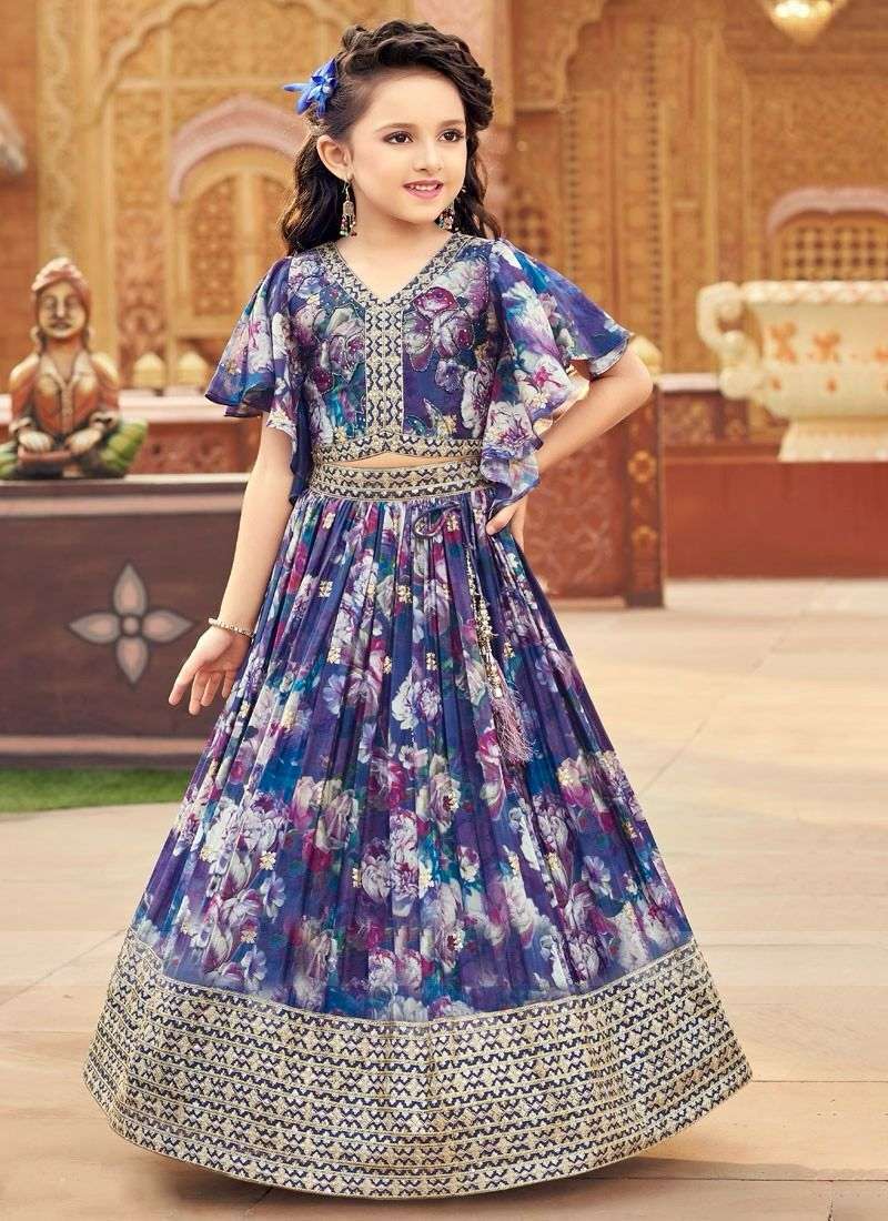 3 year to 15 year girls kids wear presenting new designer heavy fox georgette with digital print work with embroidered siqunce work lehenga choli ready to wear collection code oc 156