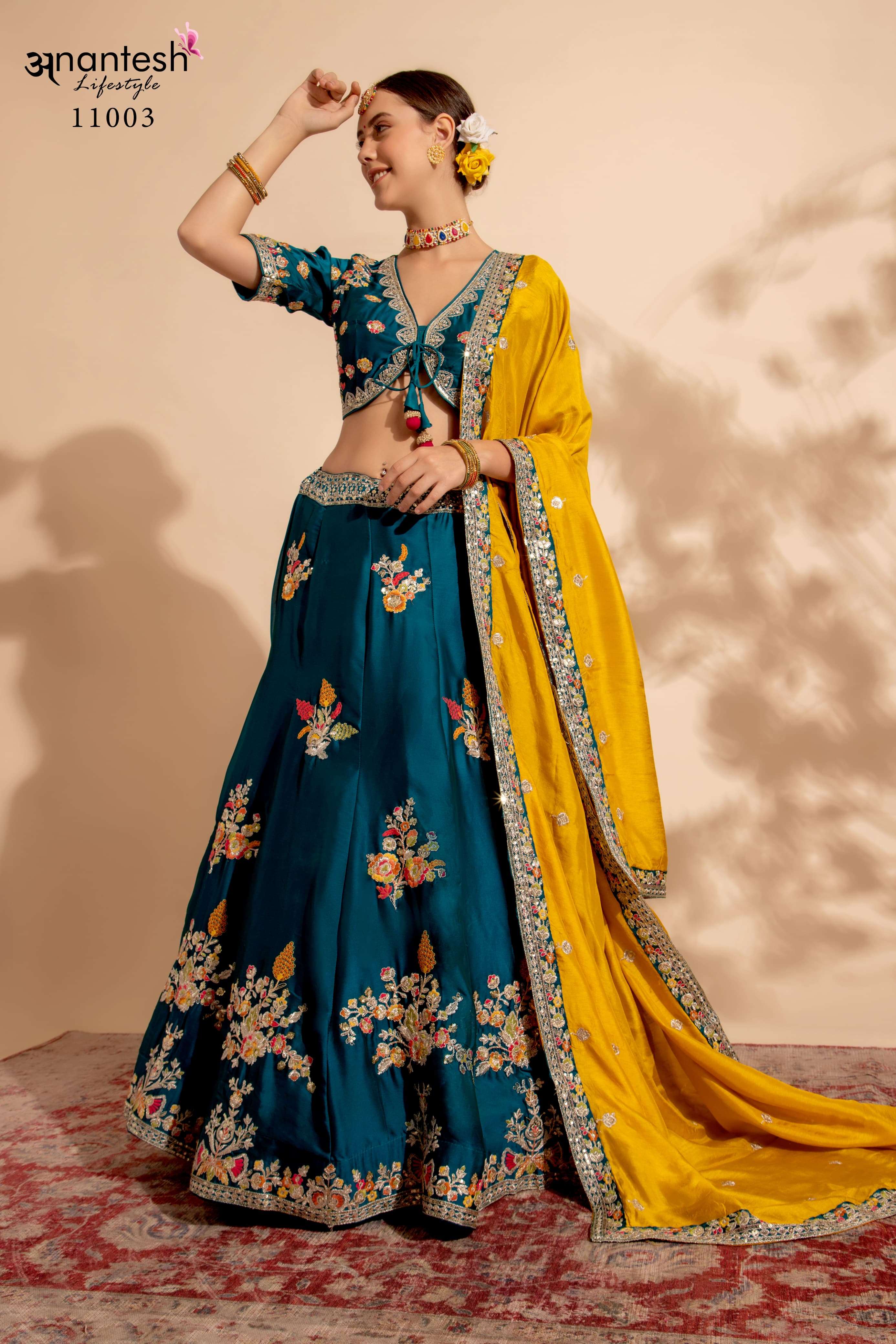 anantesh lifestyle bridesmaid vol 1 code 11003 size s to xl ready to wear big flair lehengas with sequance party wear fancy embroidered and hand work beads lehengas for festival wedding bridesmaid