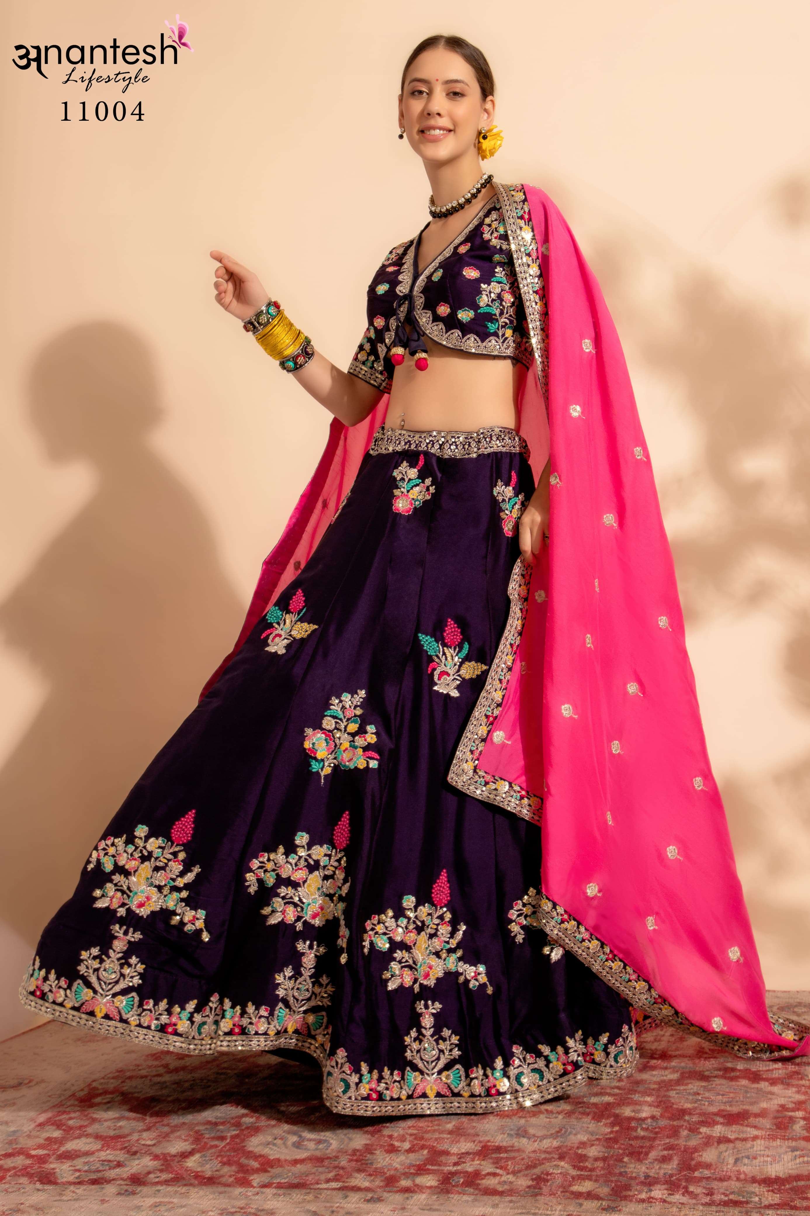 anantesh lifestyle bridesmaid vol 1 code 11004 size s to xl ready to wear big flair lehengas with sequance party wear fancy embroidered and hand work beads lehengas for festival wedding bridesmaid collection