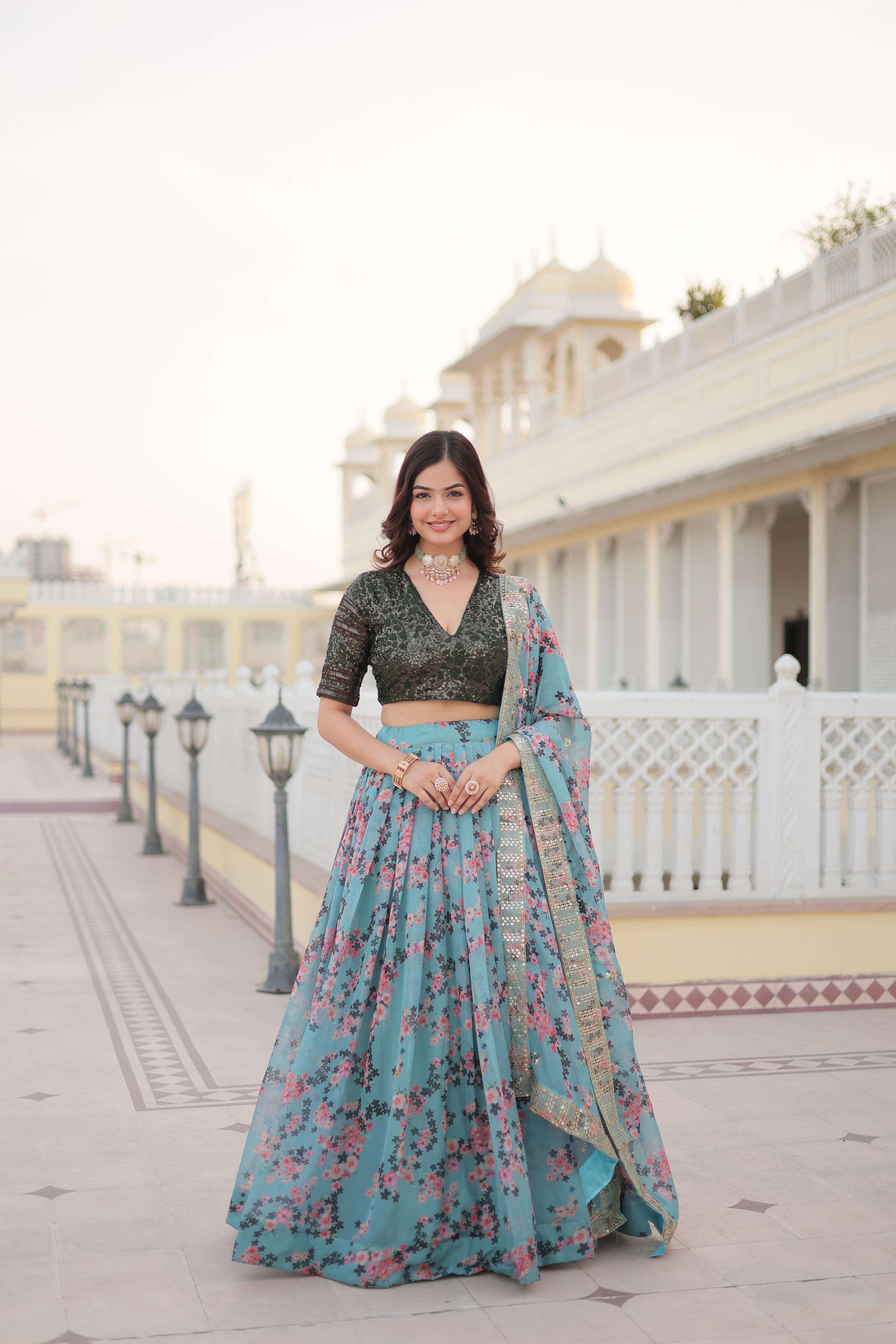 lehenga choli collections 2024 code lw 7098 premium digital printed russian silk fabric lehenga choli for special festivals or ceremonial or bridesmaid partywear simple lehenga 