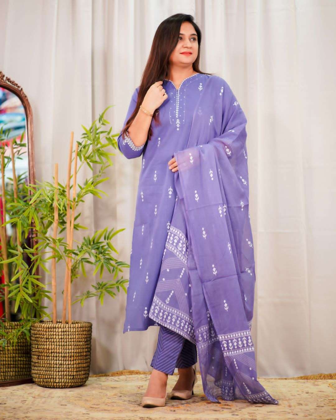 new  summer seasons in festival season hand block beautiful pure cotton aline kurta set with block print stylish front  cotton pent with pure mul cotton duppta readymade cotton dresses 