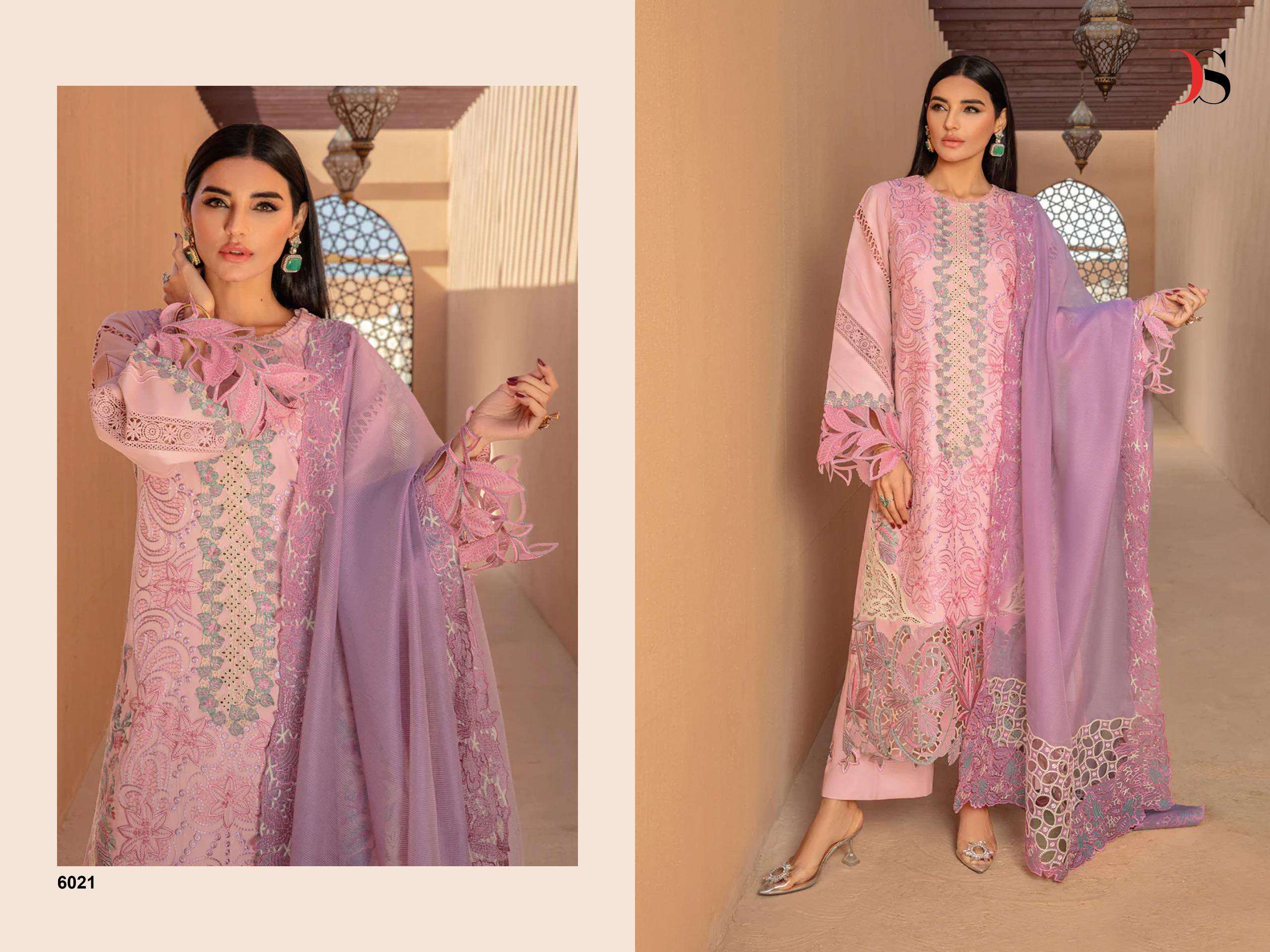 pakistani suit rangrasiya premium lawn 24 by deepsy suits series 6021 to 6026 top pure cotton with heavy self embroidery  bottom cotton solid duppta cotton net with hevay embroidery cotton print