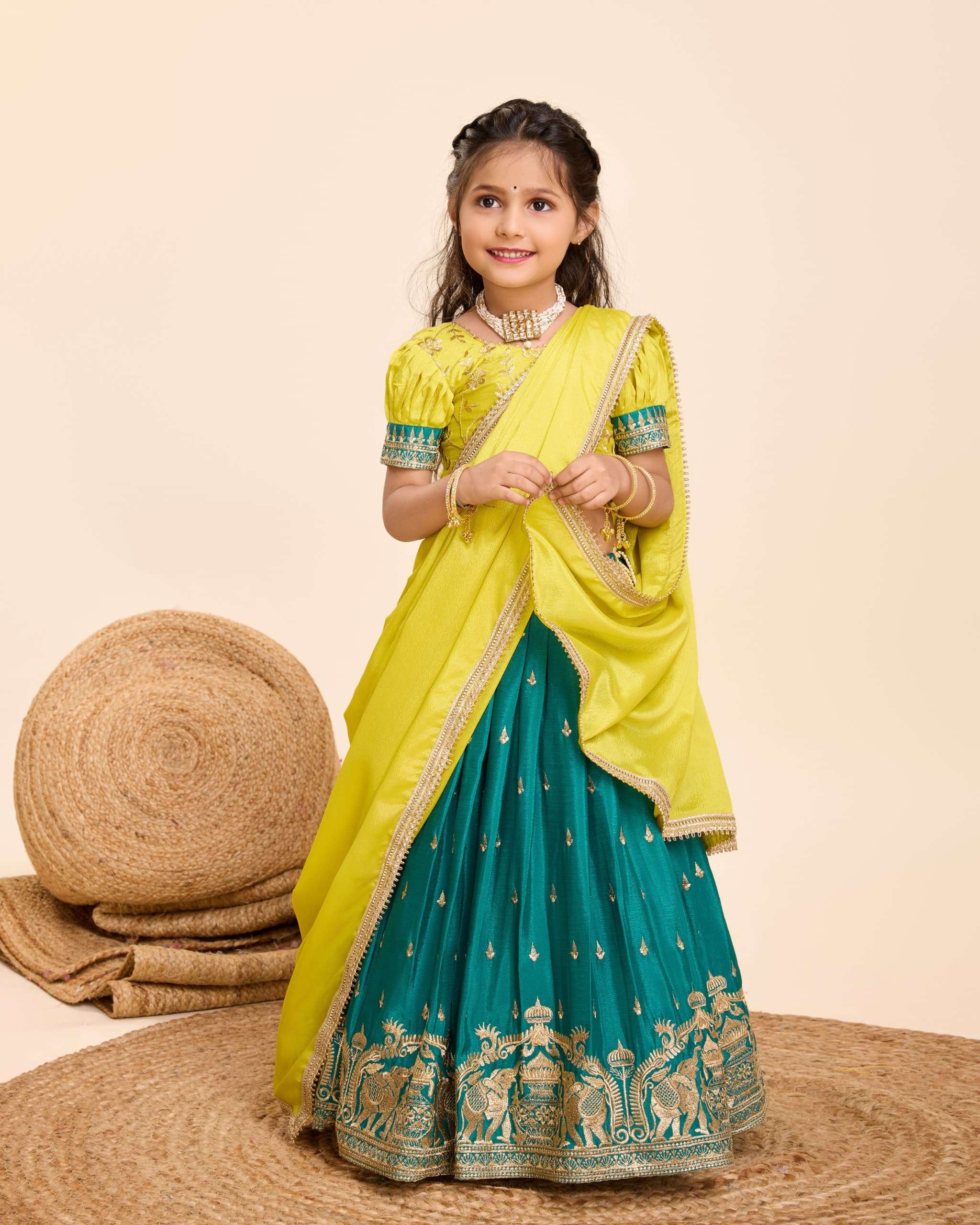 1 year to 15 year kids girls wear lehenga our real modeling shoot of our top selling embroidery lehenga blouse n dupatta with heavy thread embroidered design 