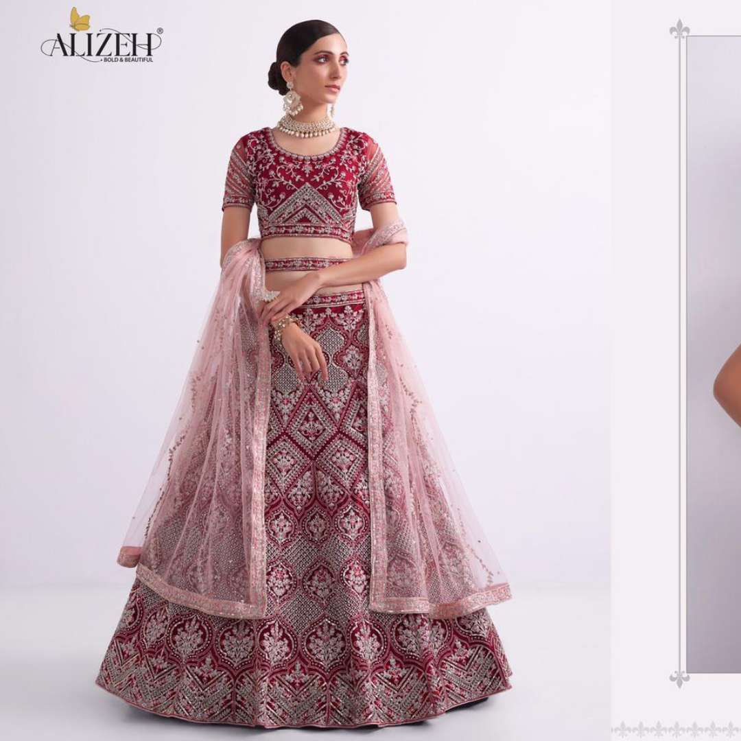 alizeh shades 1070 alizeh shades 1072 lehenga heavy butterfly net with dull santoon inner blouse heavy butterfly net dupatta butterfly net lehenga designer bridal lehenga 