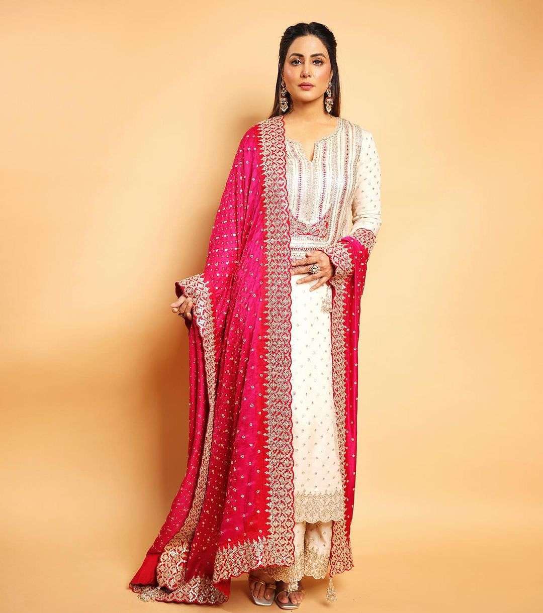 eid collection pure chinnon silk with heavy embroidery sequence work top bottom and dupatta set fully stitched ready to wear nsr 803 designer partywear suit bollywood replica suit 