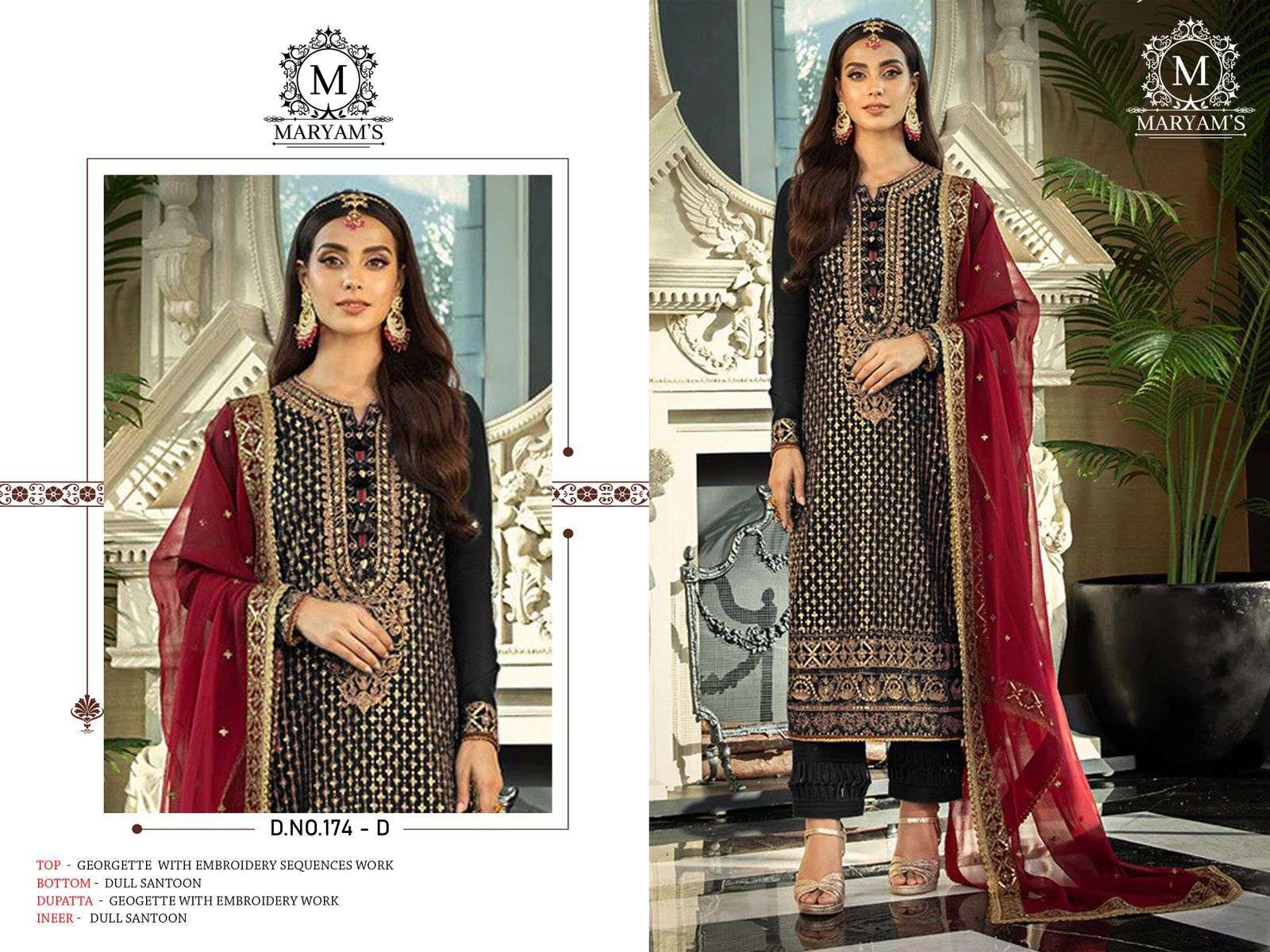 exclusively pakistani festive n party wear collection maryams 174 fabric details  top heavy faux georgette with embroidery sequence work pakistani suit wholesaler partywear suit 