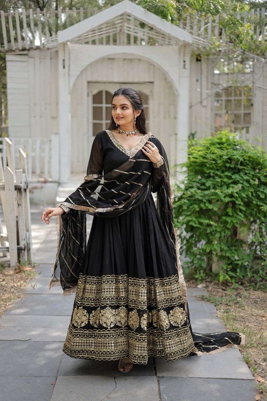 gown dupatta collections faux blooming gown with dupatta with attractive embroidered sequins work with lace border code lw 9150 mrn lw 9150 blk readymade suit 