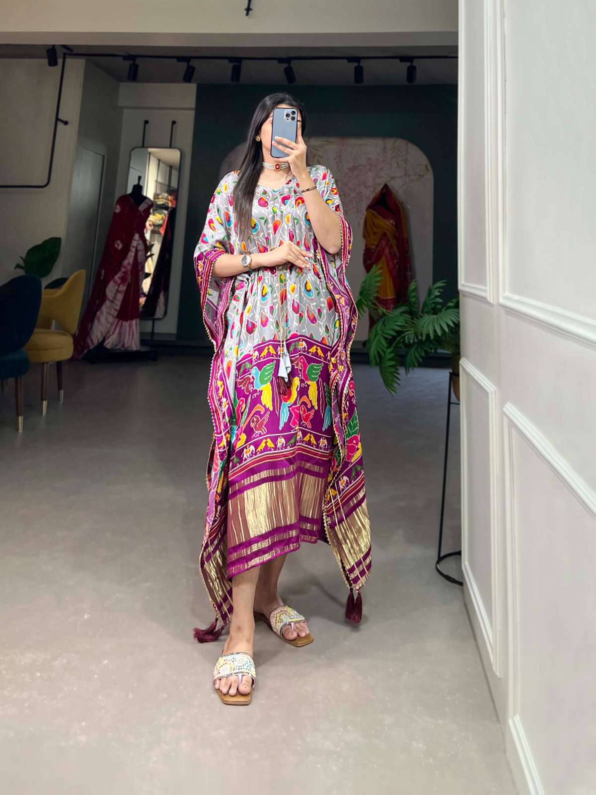 kaftan collection this multi colour kaftan is perfect your style its your time to add this beauty to your wardrobe and rock the shaadi season gaji silk kaftan kaftan fabric pure gaji silk 2