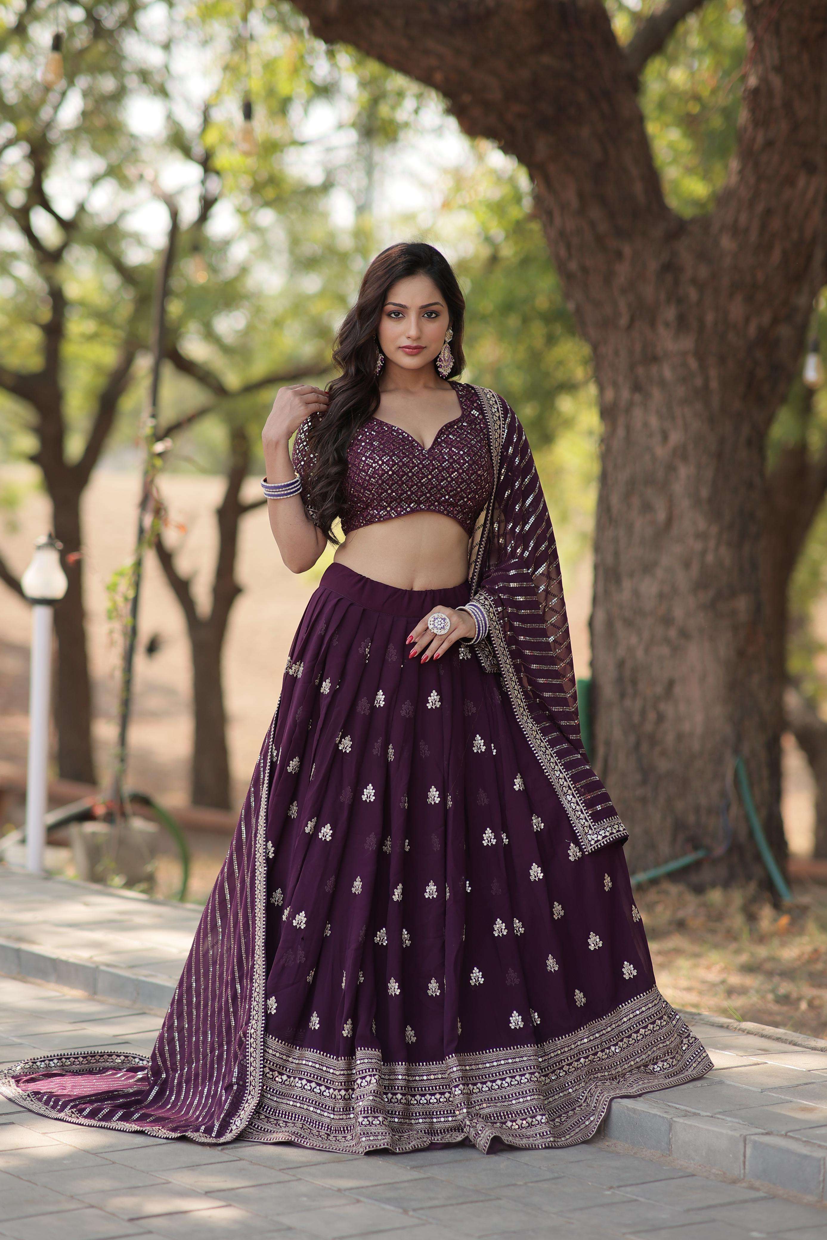 lehenga choli collections 2024 without blink select this designer lehenga collection made with faux blooming with sequins and thread embroidered work lehenga choli with dupatta code lw 7108