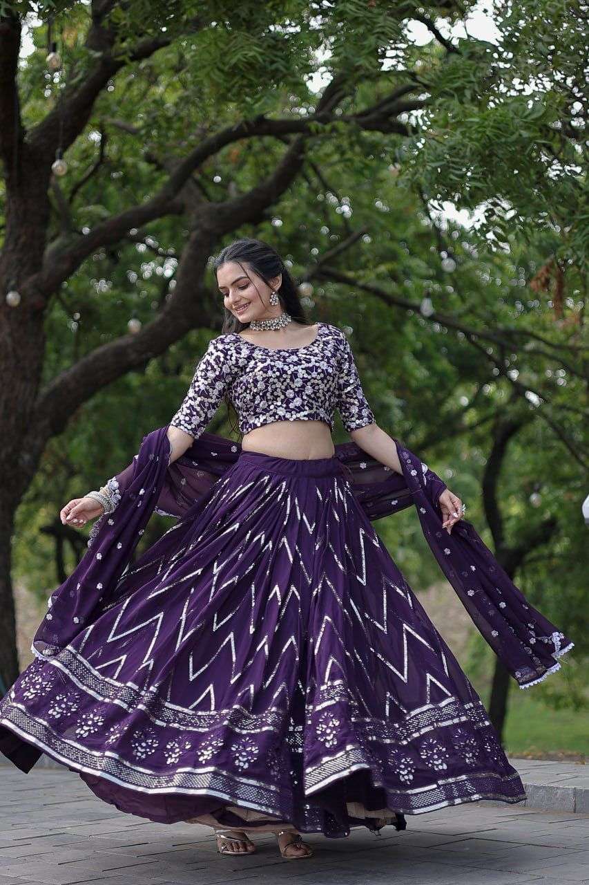 lehenga choli without blink select this designer lehenga collection made with faux blooming with sequins and thread embroidered work lehenga choli with dupatta code lw 7069