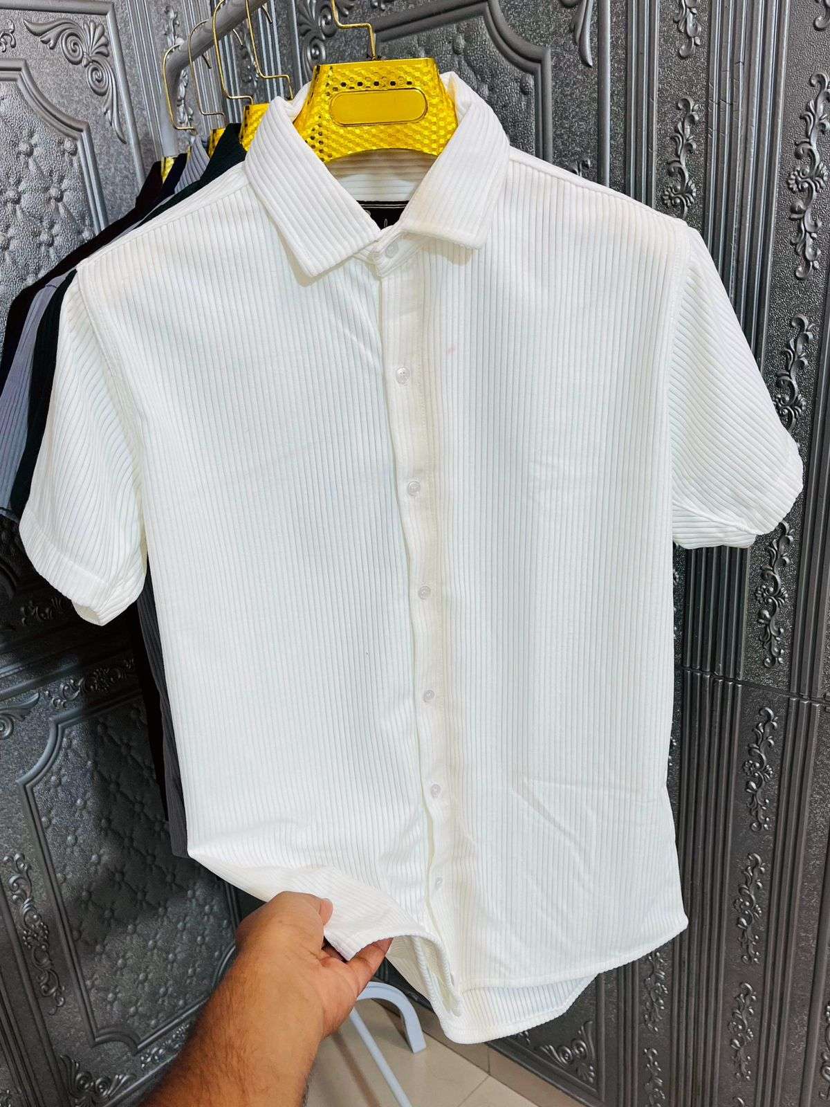 shirt mens exclusive cotton an fabric shirt dont compare our price with others we believe in quality style mens wear fabric heavy fabric sleeve half sleeve