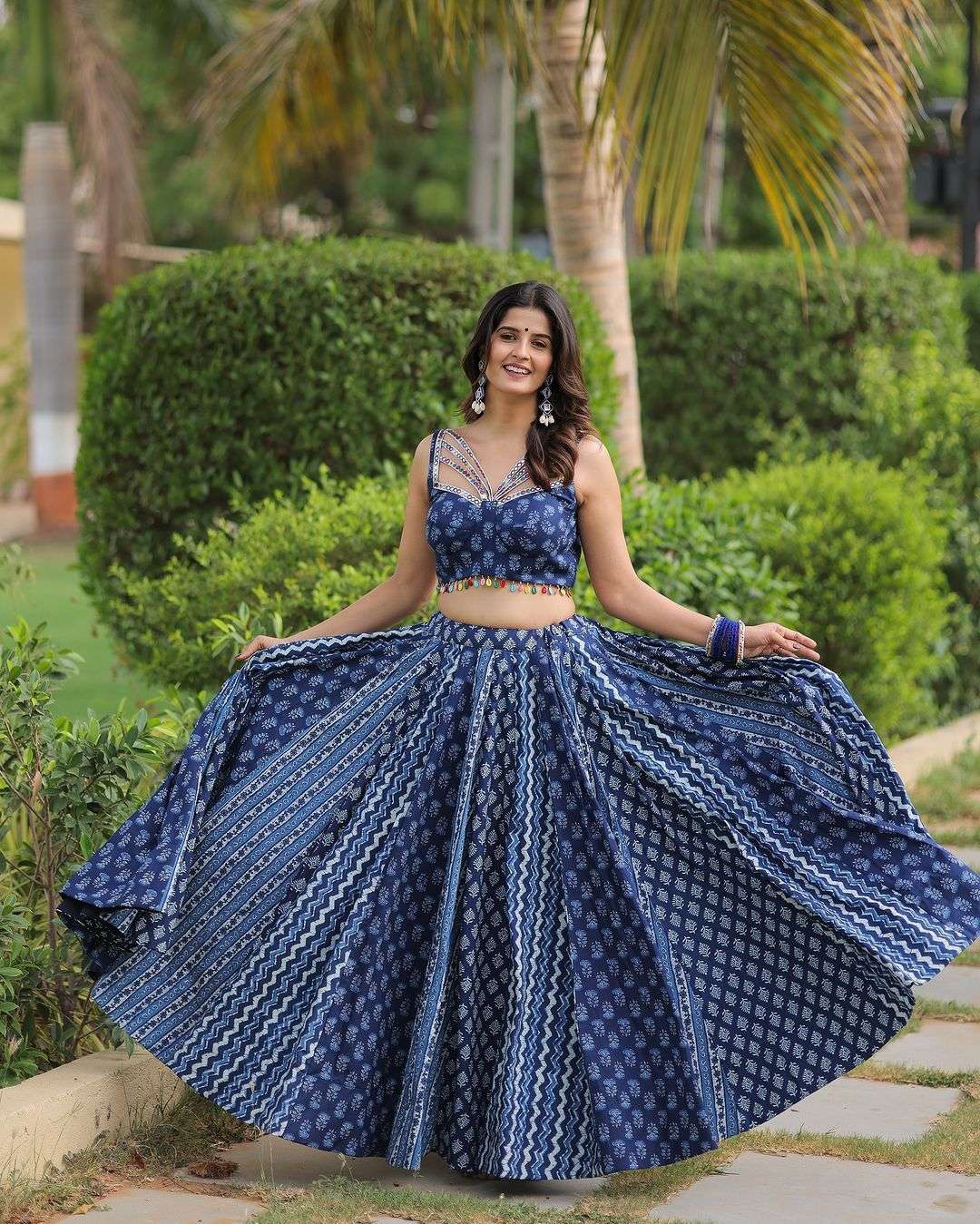 2024 navratri wear beutique styles pure maslin designer printed and real mirror with kodi work lehenga choli with dupatta lehenga detail fabric pure maslin navaratri lehenga choli