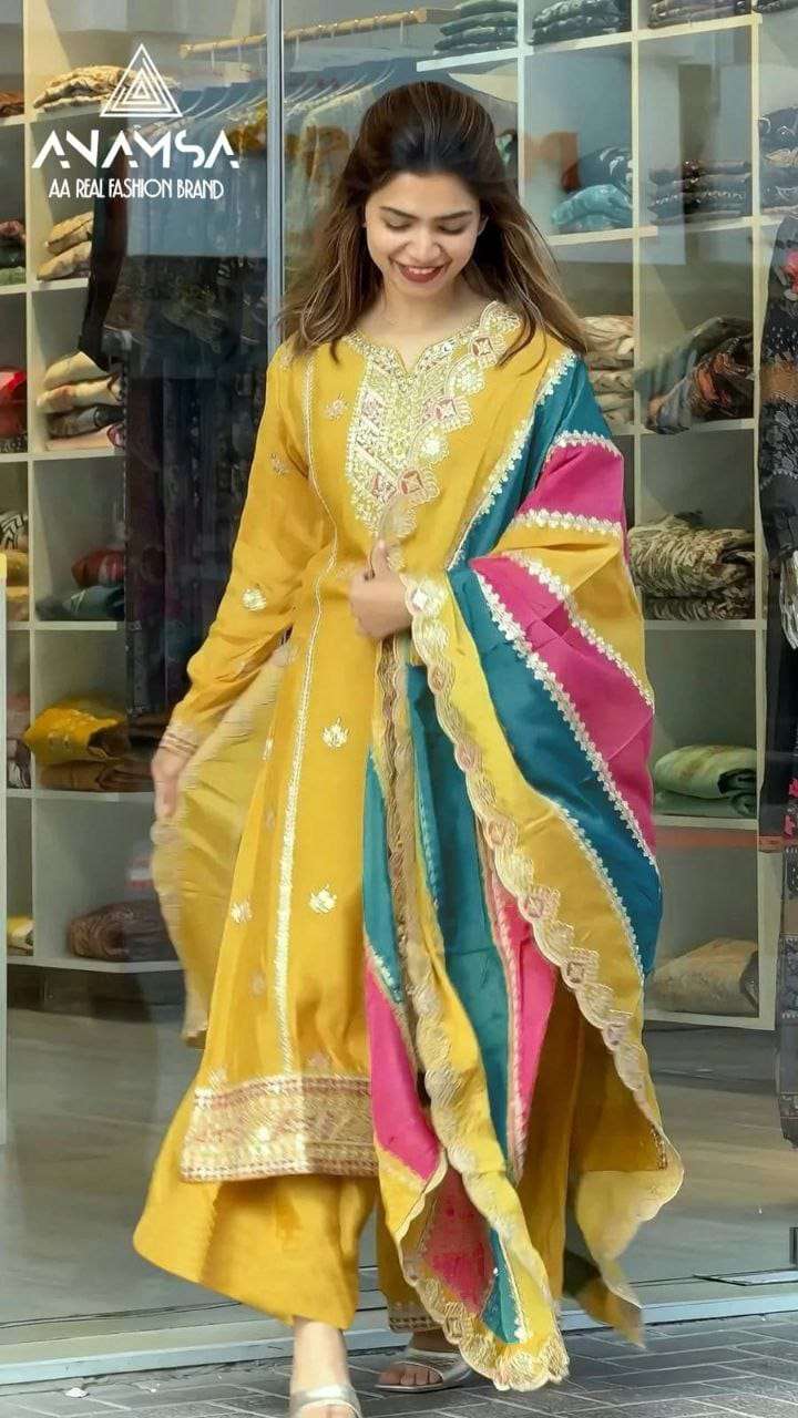 anamsa 7773 new launching semi stitched  anamsa 452 details heavy pure fox georgette with heavy embroidered very beautiful design and sequence work high quality material  