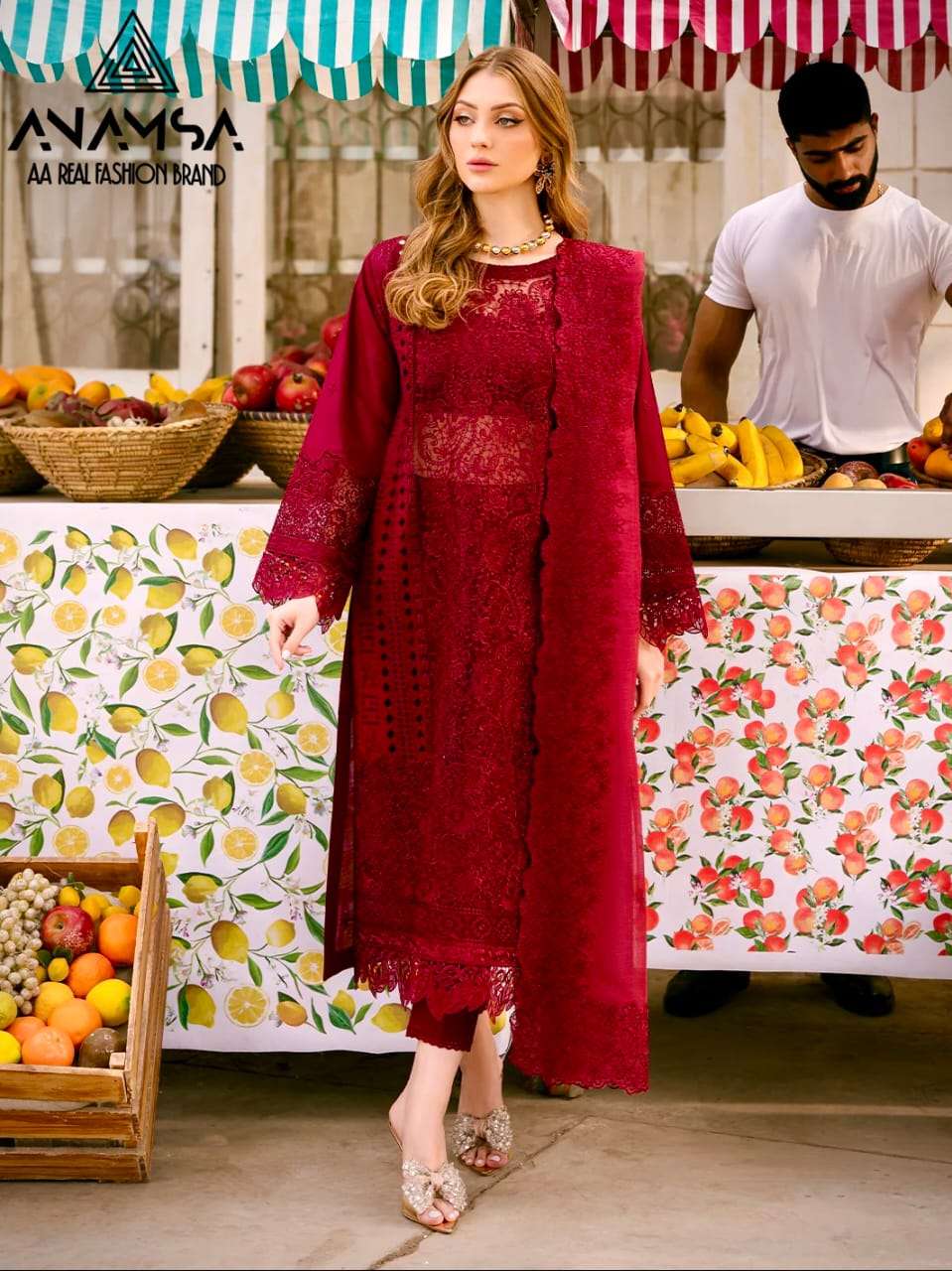 anamsa 7773 new launching semi stitched anamsa 484 heavy pure export quality jaam cotton with heavy embroidered and sequence work very beautiful semi stitched outfit 