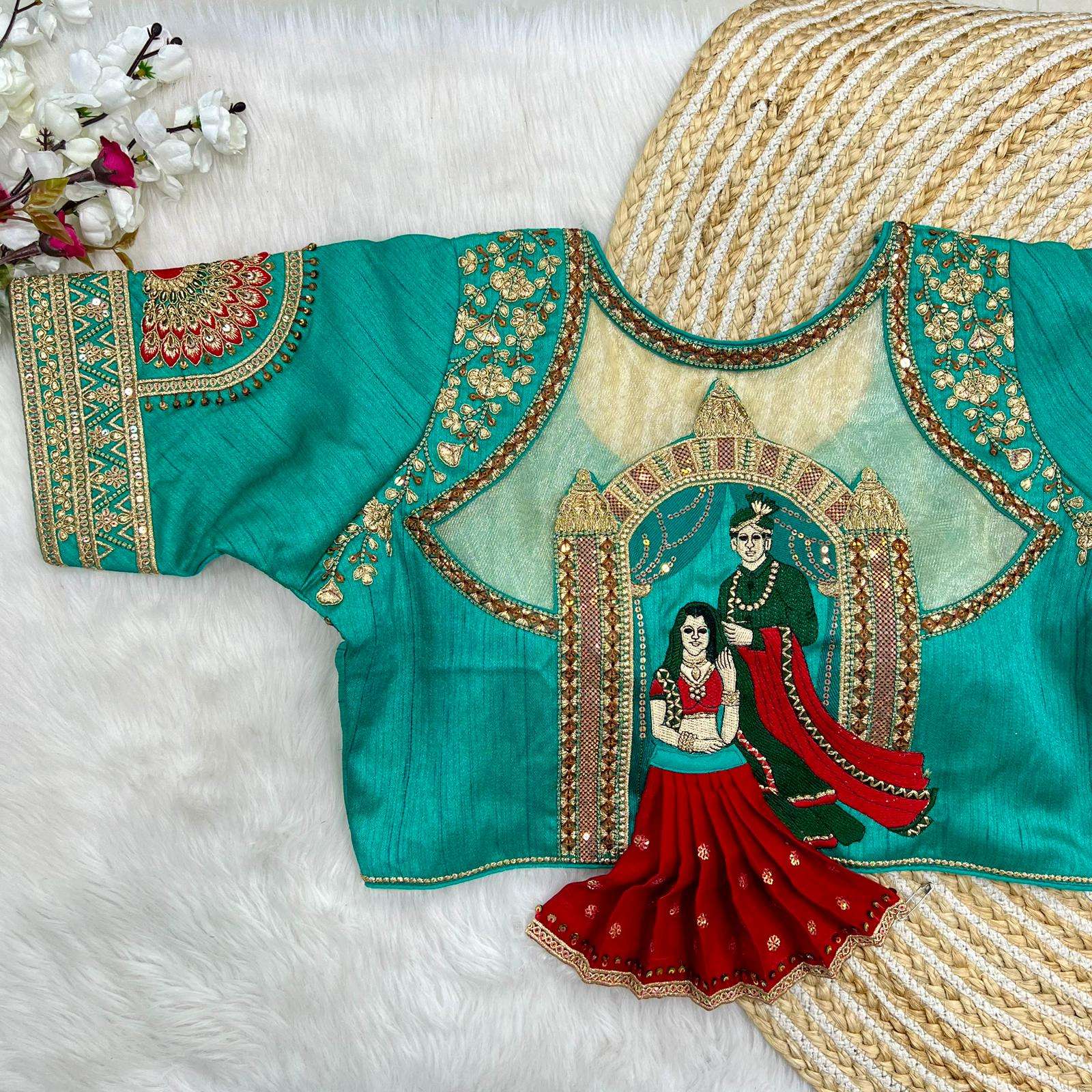 desgine beautiful blouse partywear heavy stitching heavy padded with beautiful work front open style barbie wedding blouse fancy bridal blouseheavy embroidery with beautiful 3d barbie work