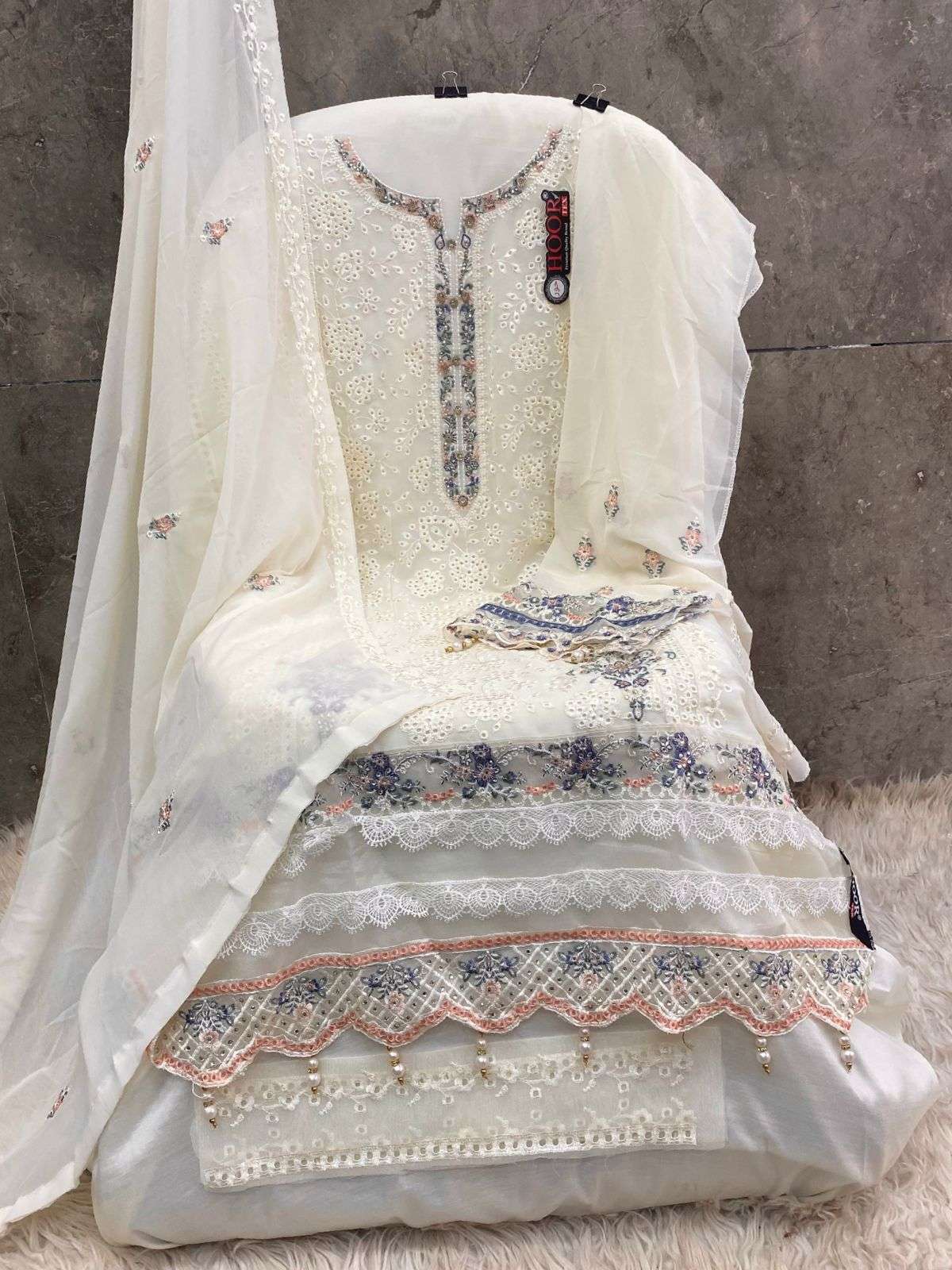 hoor tex design number h 260 a to d faux georgette pakistani dresses semi stiched pakistani dresses designer heavy embroidery pakistani concept suit 