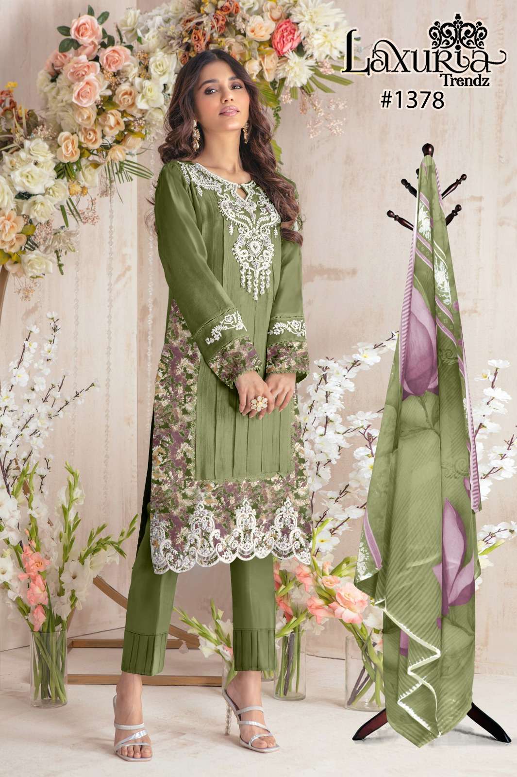 laxuria trendz design number 1378 readymade pakistani suit festival special collection new handwork collction kurti with pant n duptta