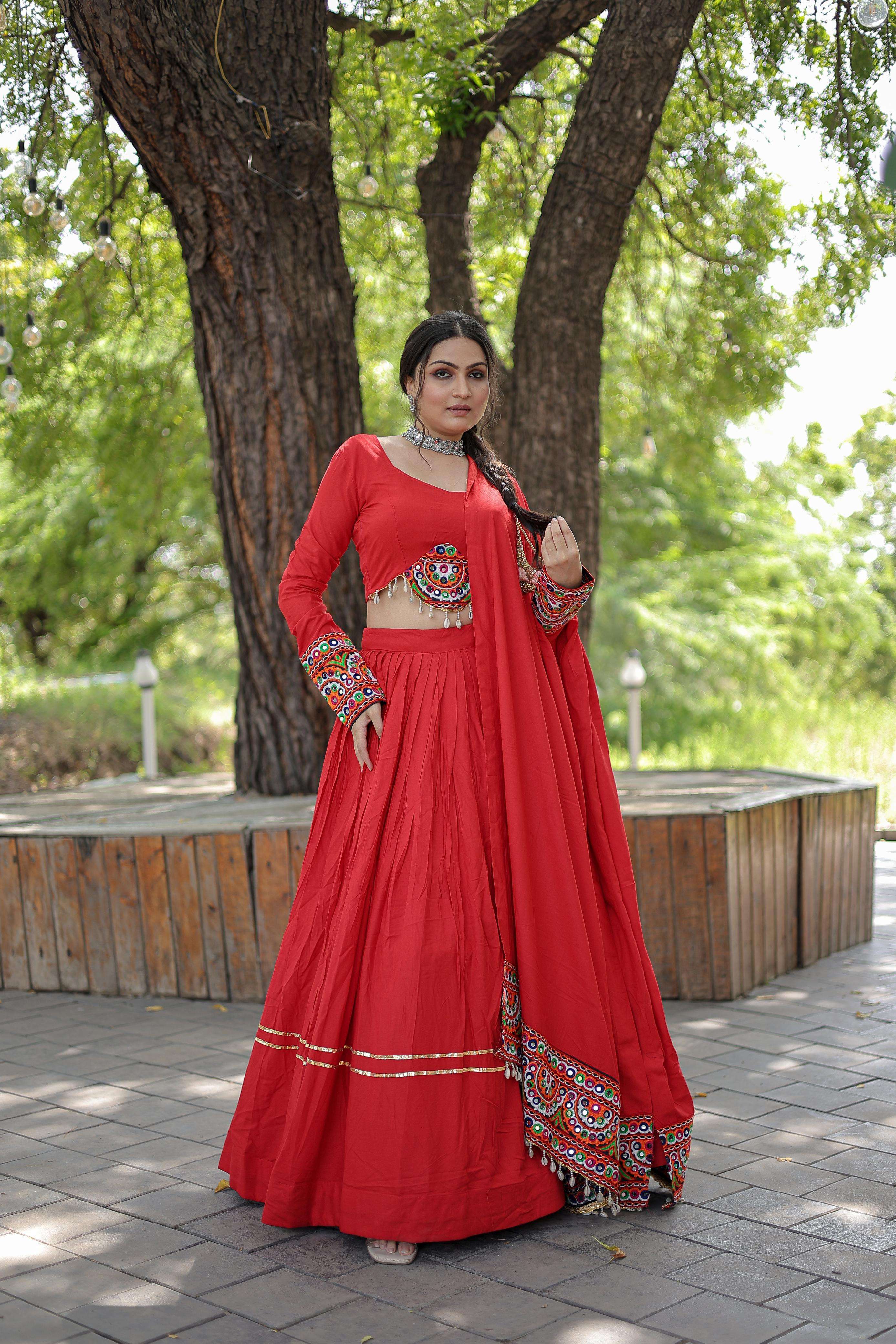 navratri lehenga collections 2024 made for navratri season red readymade rayon lehenga choli set code lw 7070 lehenga full stitched fabric n work 14 kg reyon with attractive gotapatti work