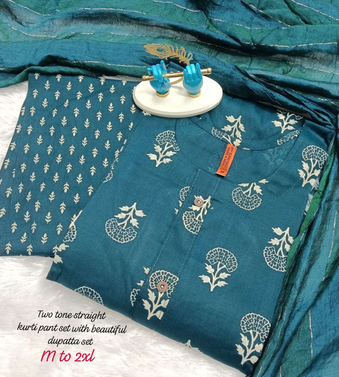 new arrivals two tone straight kurti pant set with fine shade dupatta readymade cotton dresses dailywear simple elegenat kurtie with pant and duppta