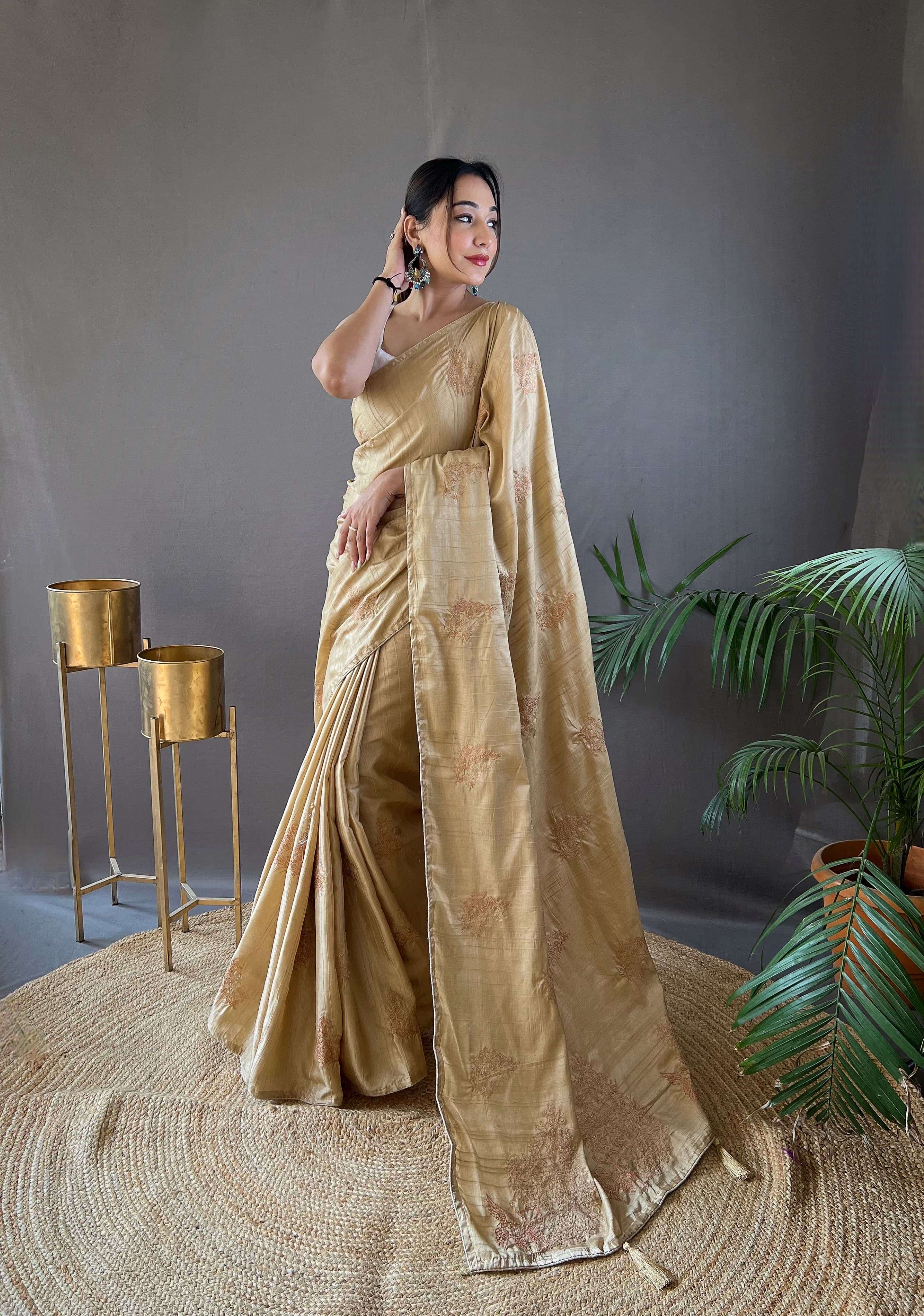 saree catalogue amaya a new concept of silk with zari based embroidery and piping the fabric is soft and easy to drape running butti blouse design saree