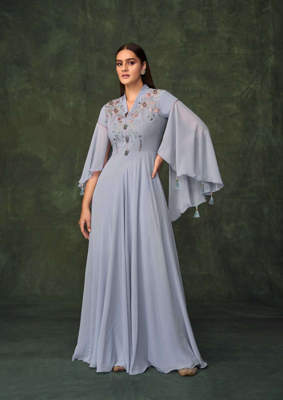 sui dhaga vol5 fabrics top heavy georgette with heavy embroidery with handwork inner heavy crap size m to 3xl designer gown simple elegant gown