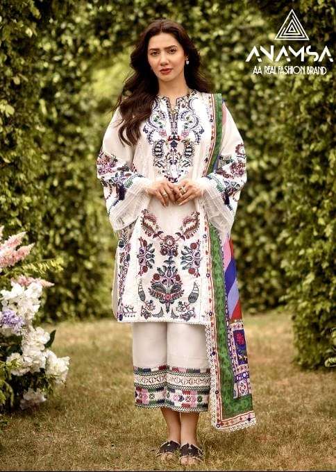 anamsa 7773 semi stitched anamsa 497 heavy pure export quality rayon cotton with heavy embroidered very beautiful design and sequence work semi stitched outfit