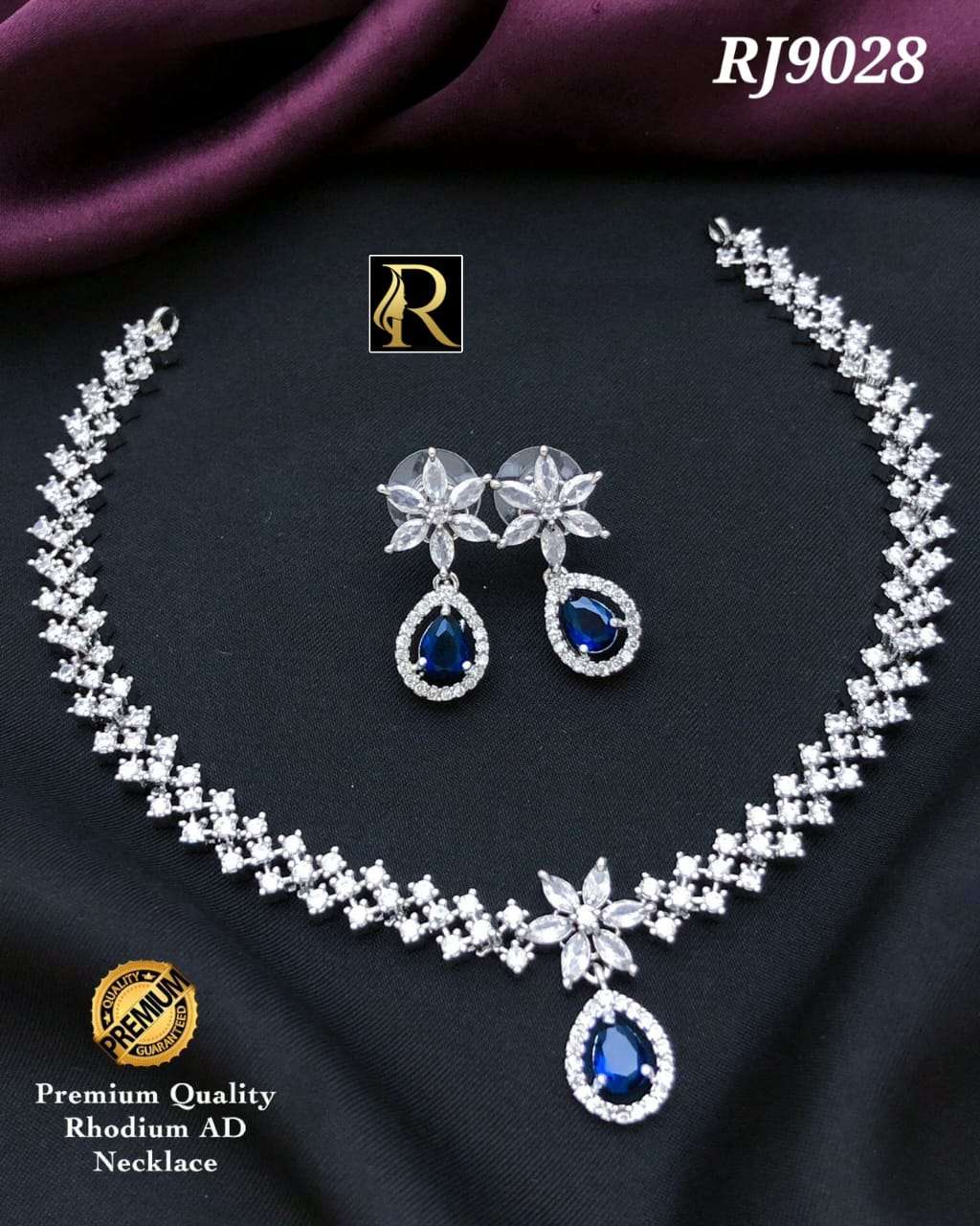 premium quality most  demanding and trending fancy designer superhit ad diamond stone necklace set with beautiful earrings imitation jewellery