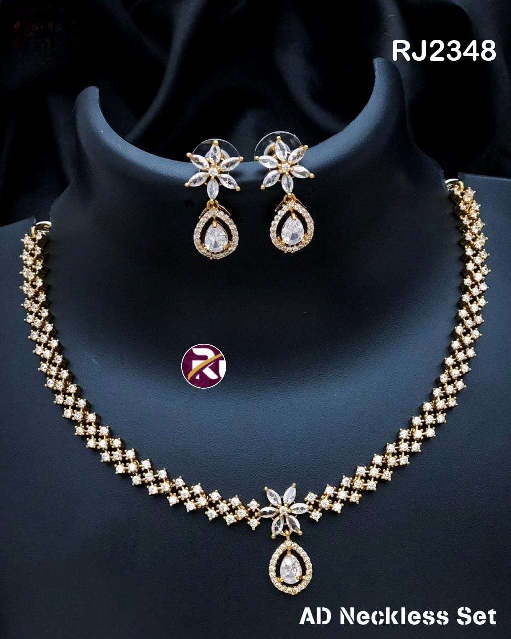 Premium Quality Most Demanding and Trending Fancy Designer Superhit Amer Diamond Stone and Diamond Necklace set with Beautiful Earrings  