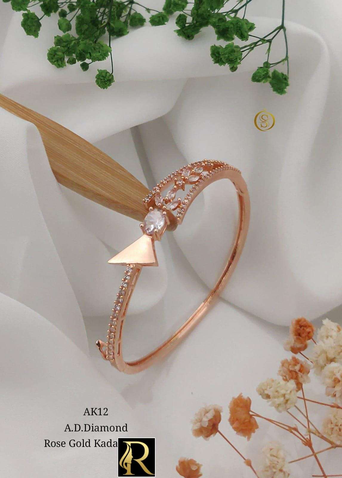 premium quality most demanding and trending fancy designer  superhit rose gold american diamond stone bracelet imitation jewellery