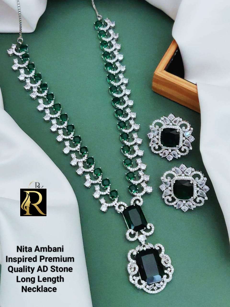 trending fancy designer superhit american diamond rose gold n silver superhit and most trending and viral nita ambani inspired necklace set with beautiful earrings imitation jewellery