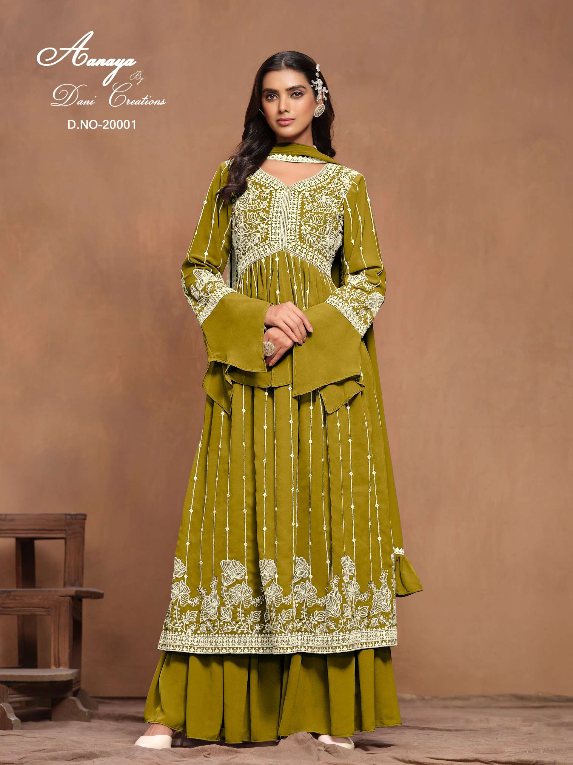  designer partywear heavy embroidery suit new arrival aanaya vol 200 top faux georgette bottom faux georgette inner santool duppatta faux georgette