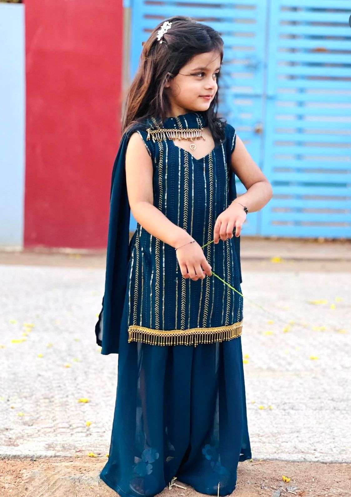 3 year to 15 year code oc 172 girls wear kids wear collection presernting new designer embroidery siqunce work top with sarara and dupatta full sttiched ready to wear