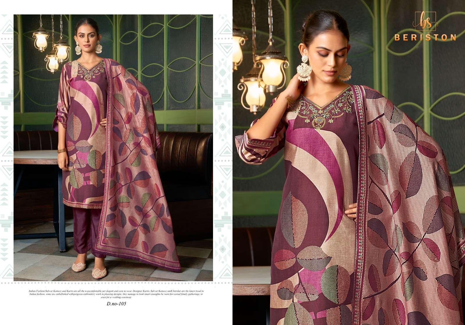   beriston present its new catalogue sparkle 2 luxurious collection top pure viscose silk digital print bottom pure viscose santoon dupatta pure viscose silk digital print 