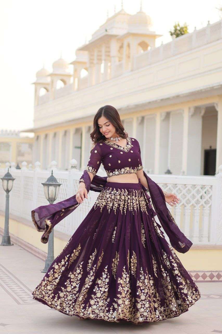 designer lehenga code lw 7102 lehenga choli with dupatta collections 2024 shop this trending wine embroidered fully flaired georgette lehenga made with rich sequins and thread embroidered work