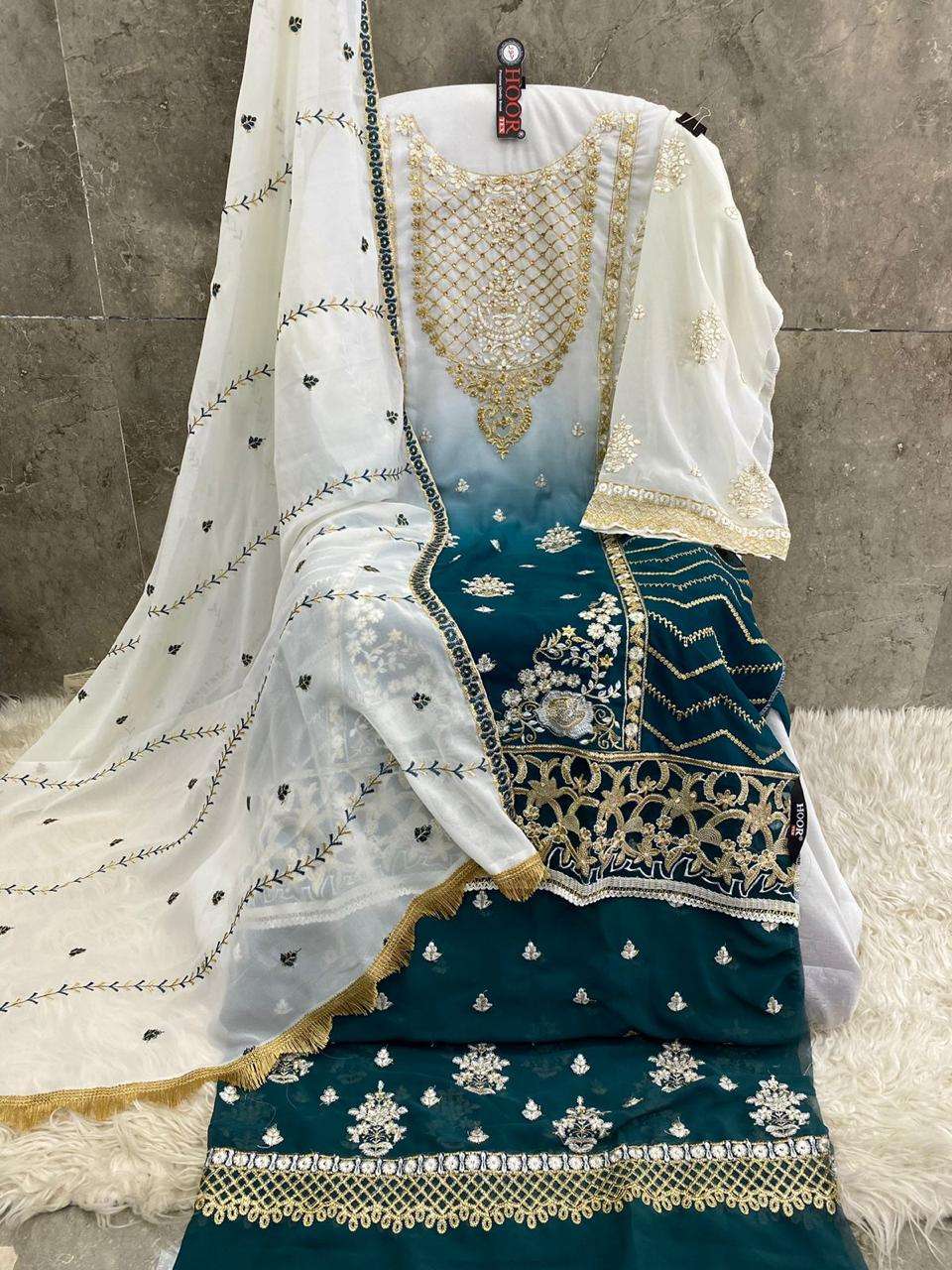 hoor tex design number h 264 top fox georgette bottom santoon inner santoon dupatta georgette designer partywear designer partywear pakistani suit 