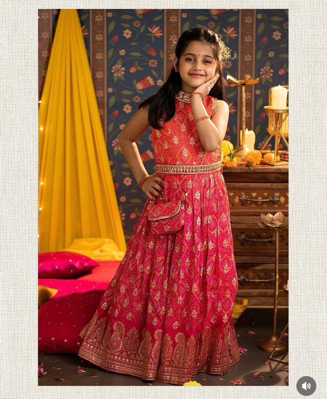 kids girls wear presenting new designer heavy fox georgette gown with digital print work with embroidered sequnce work ready to wear collection code oc 164