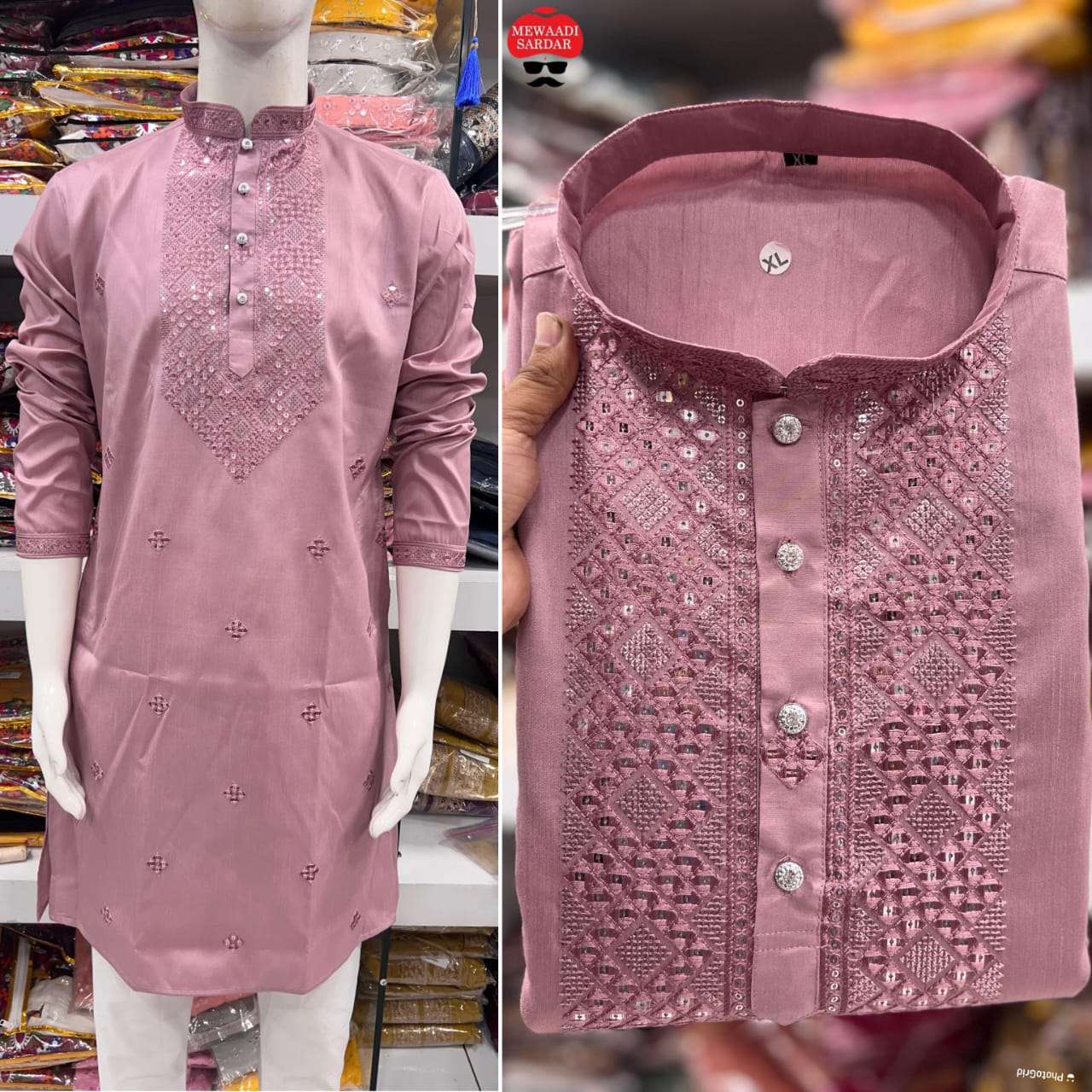 mens wear kurta pyjama festival night premium ethnic wear collection fabric premium silk with embroidery work both side pocket and fancy button pyjama raymond cotton size l to xxl