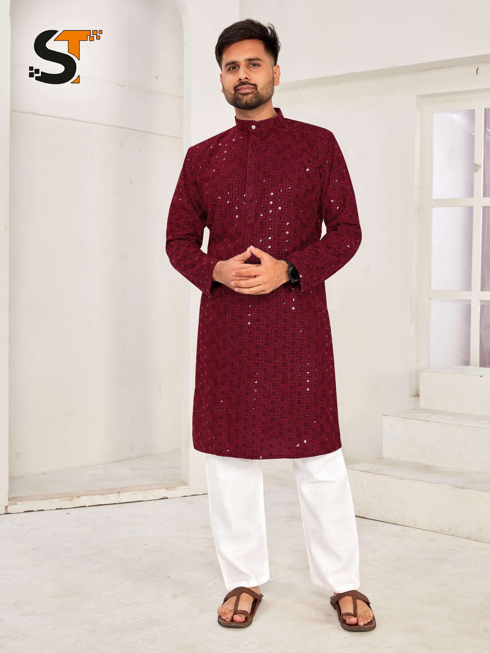 mens wear kurta pyjama wedding special mens wear traditional chikan work kurta for all beautiful occasions new design heavy concept fabric 14 kg heavy rayon chikan work reshma daga