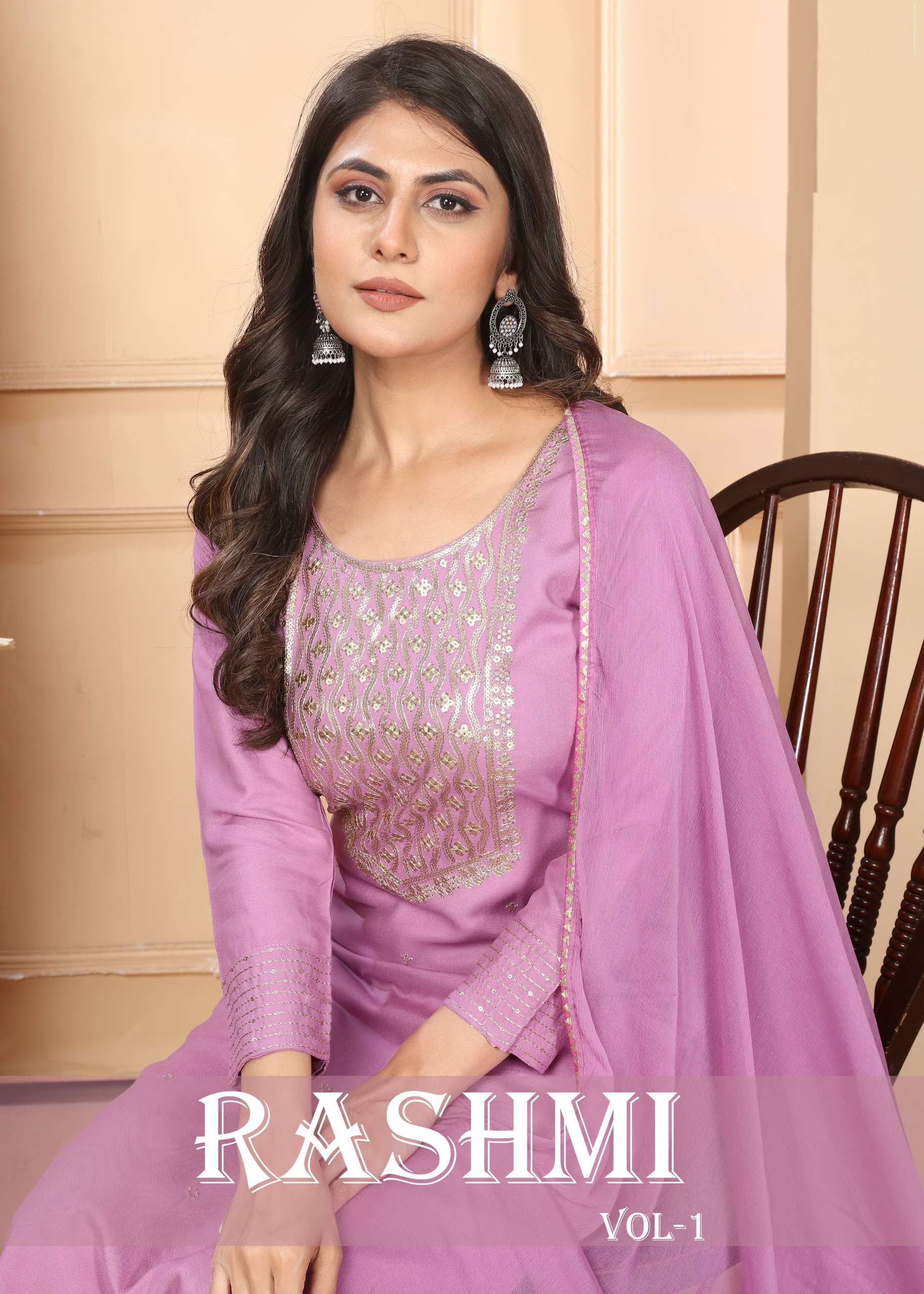 moksh international rashmi vol 1 details top premium riyon heavy sequence embroidery pant premium reyon with 2 pockets designer partywear straight suit