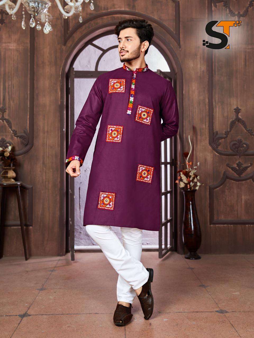 navratri mens exclusive kurta details kurta cotton with embroidery n stylish pattern with pocket and exclusive look with back pattern pyjama pure cotton stitched kurta pyjama 