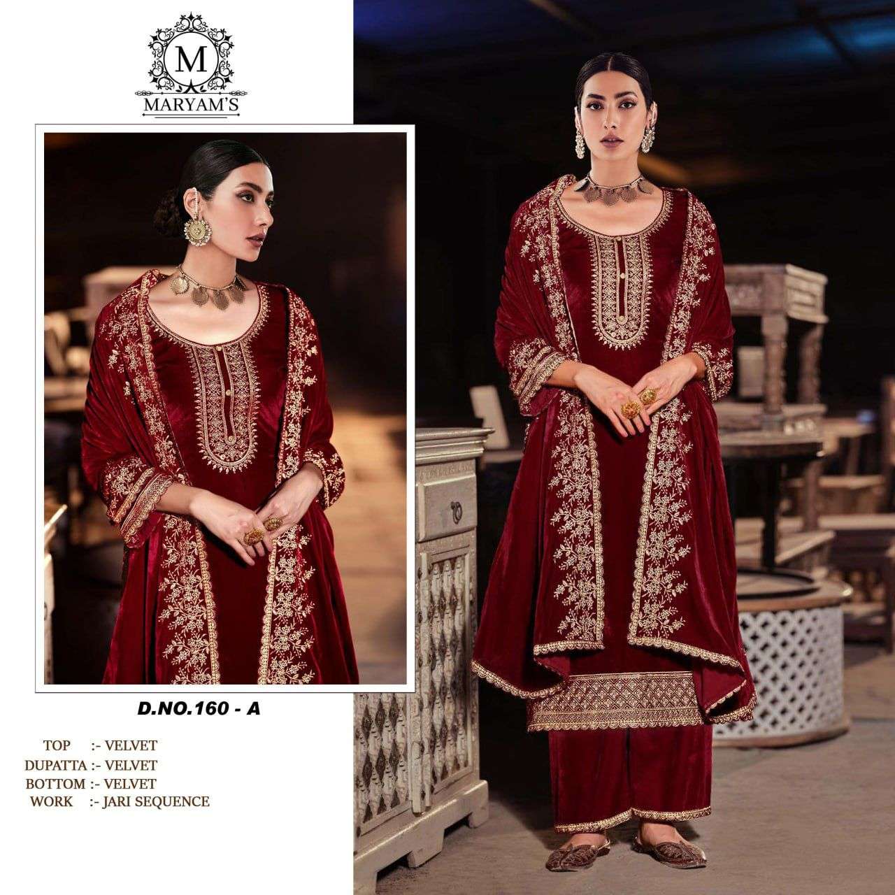 party wear collection maryams 160 fabric details top pure viscos velvet with embroidery sequence work with lace bottom pure viscos velvet with less bottom cut suit 