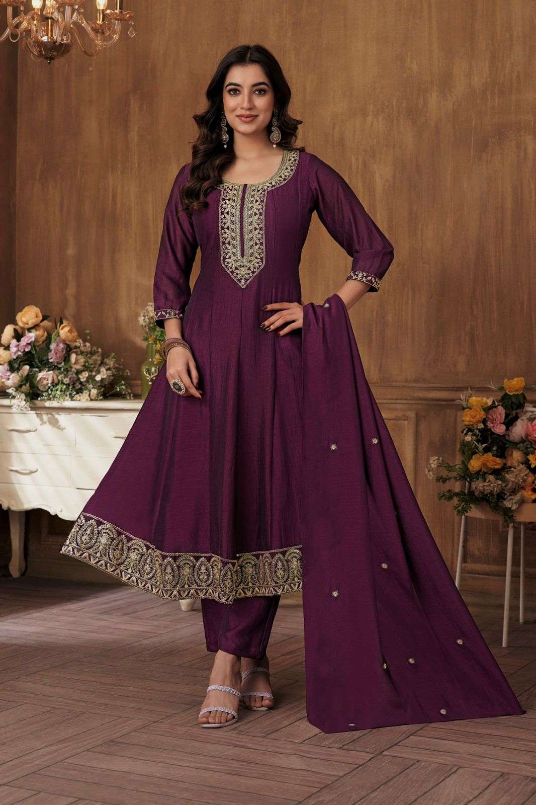 readymade dresses anaya ready to wear ethnic wear collection with full flair and boutique finish stitching top vichitra  with embroidery work with full inner