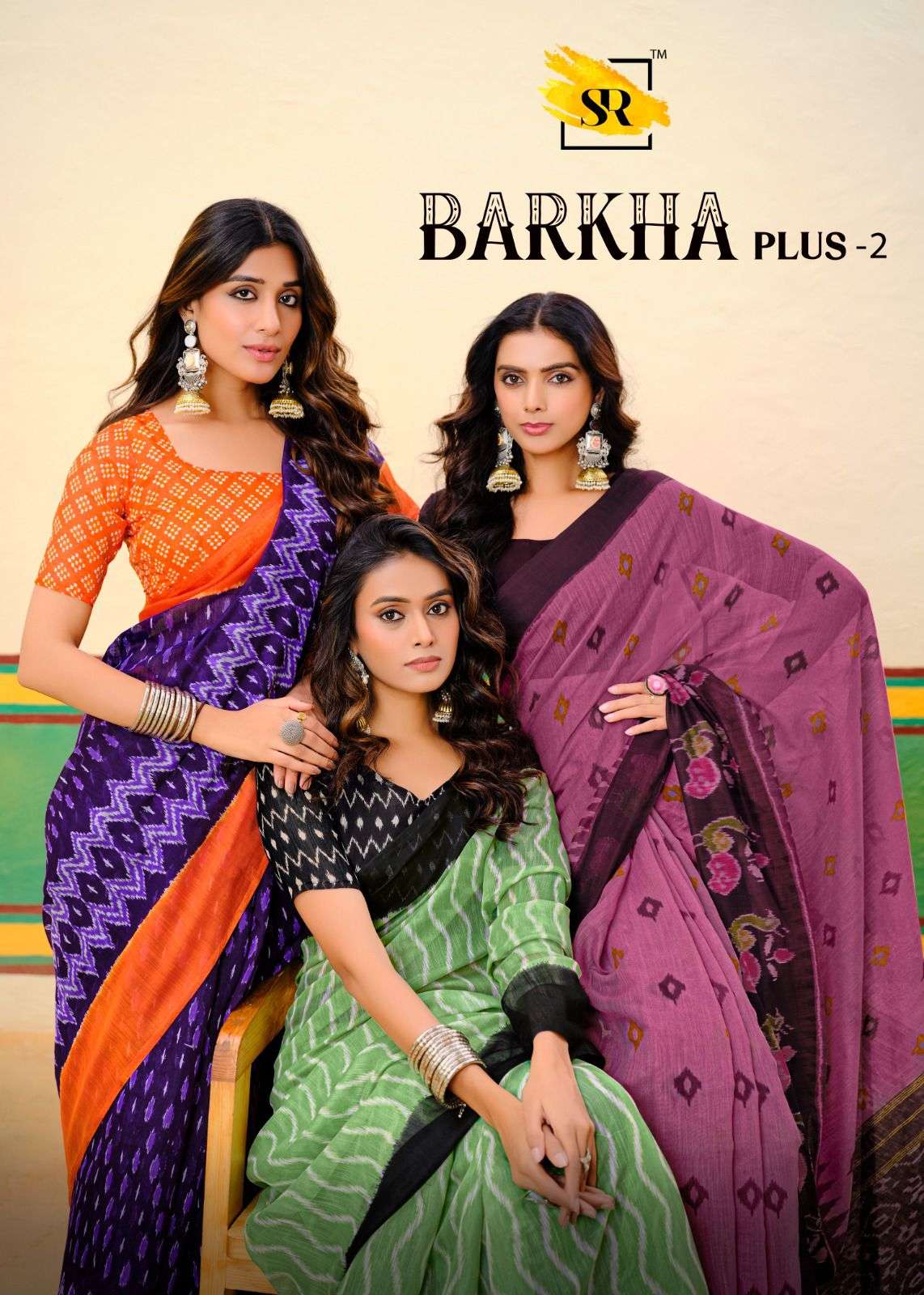 saree catalogue Barkha Plus Fabric Soft Cotton With Mill Ikkat Print And Runing Plan Blouse saree cotton dailywear saree 