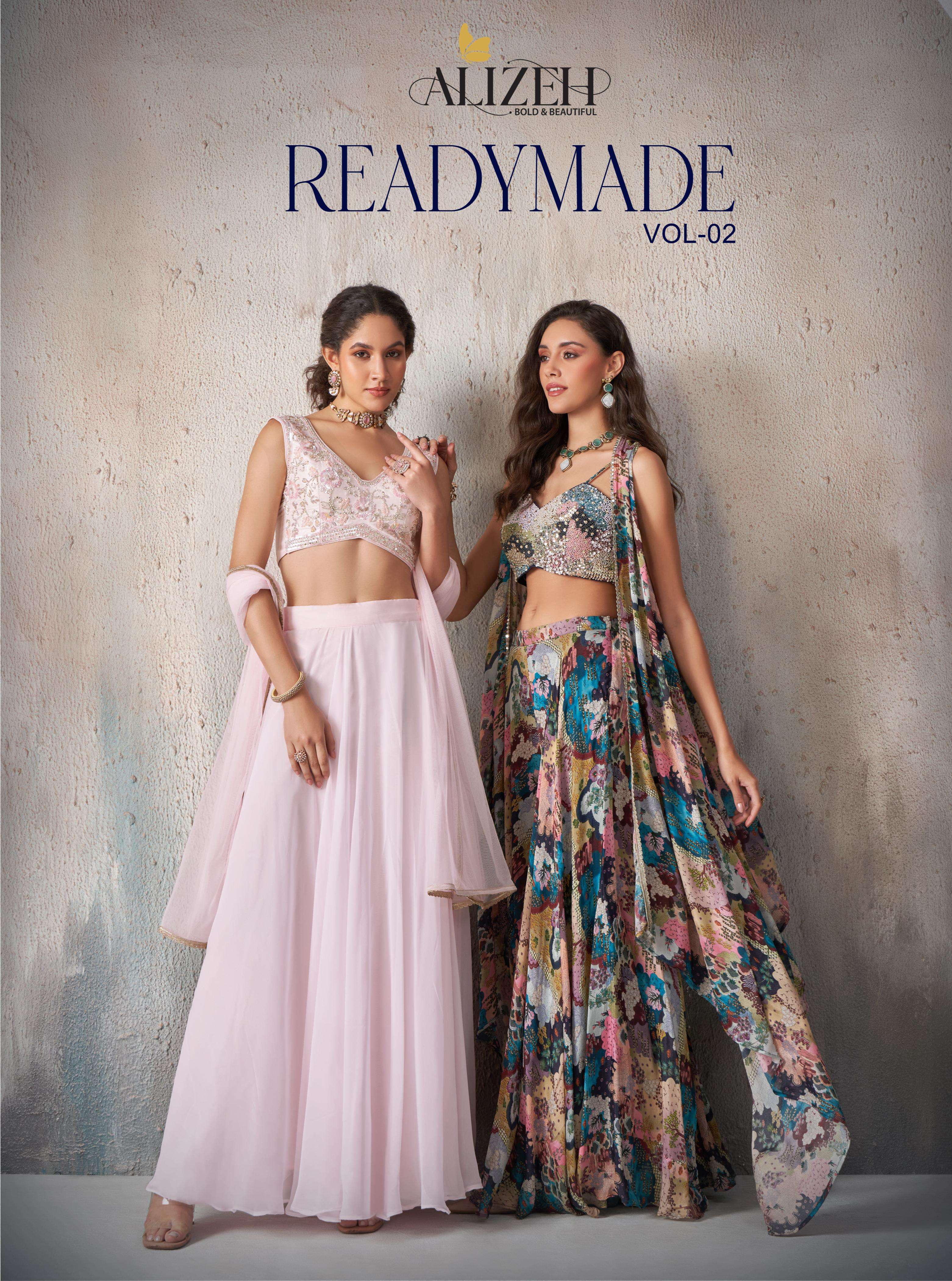 alizeh official presenting readymade vol 2 beautiful pure khatli work designs for this wedding season series 5010 to 5011 designer partywear indowestern lehenga 