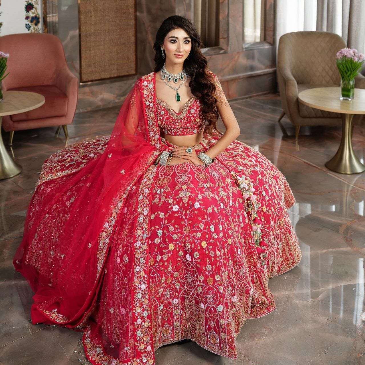 beautiful latest lehenga collection code hc 909 fabric details lehenga premium malai satin silk embellished with beautiful multi thread work with and  heavy  sequins work with heavy cancan 