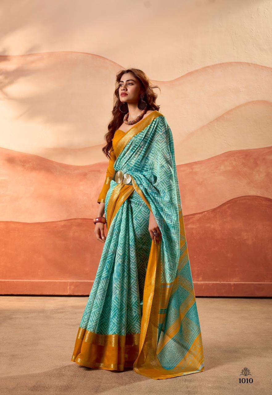 catalogue prachi fabric soft cotton silk fabric with jaquard weaving bodar and mill print with contrast matching blouse saree dailywear heavy saree 