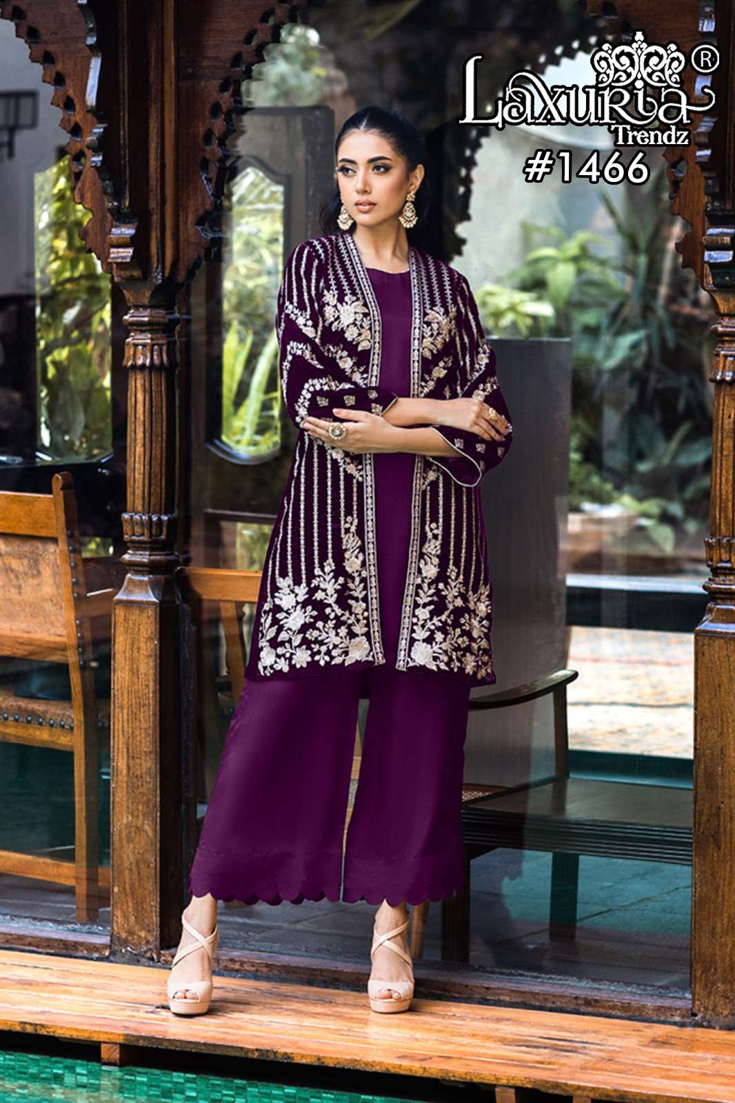 laxuria trendz design number 1466 winter collection 2024 look classy style tunic in velvet n pant in our new designer winter collection designer embroidery velvet tunic shrug with hand work